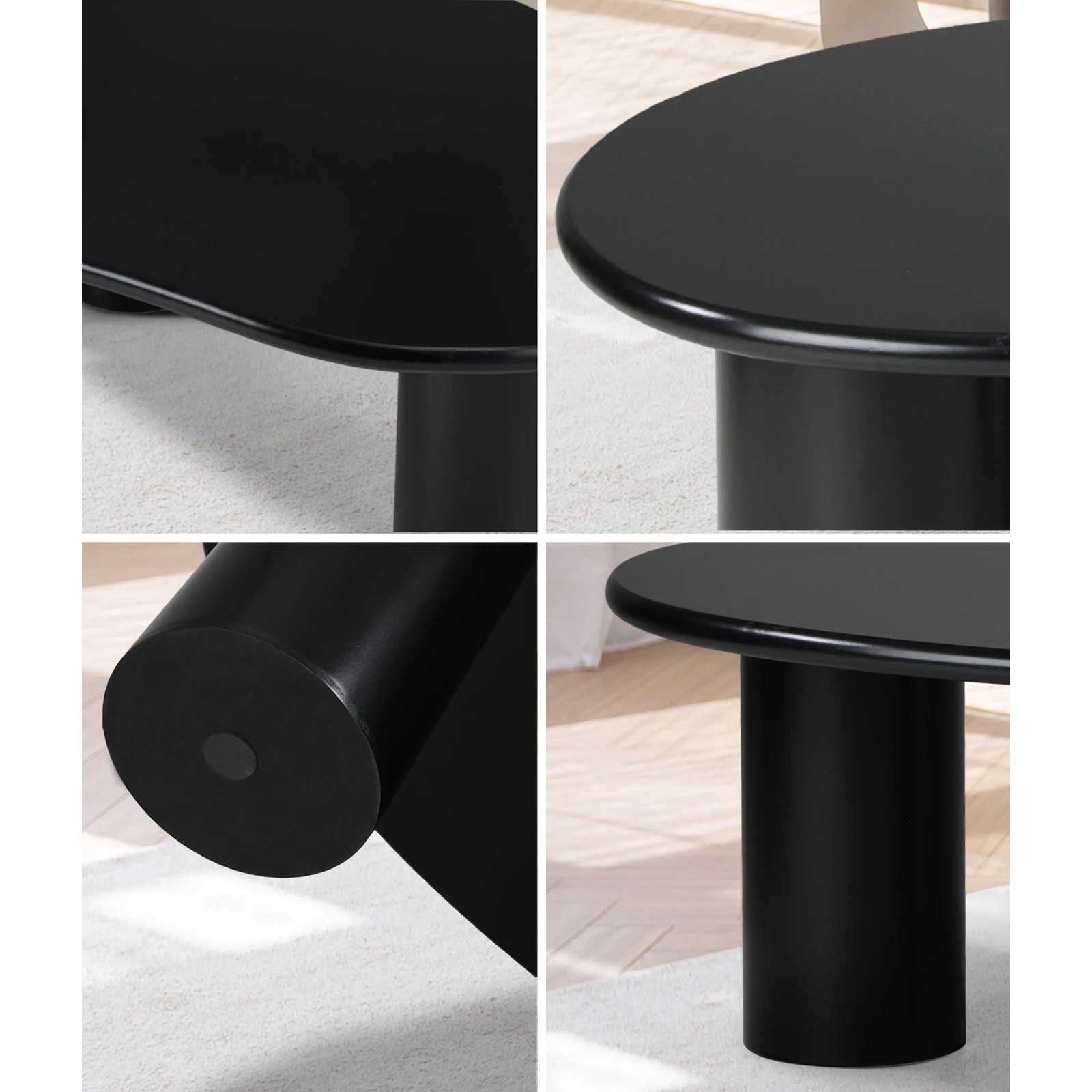 4 Oikiture Coffee Table Sofa Cafe Desk Side Tables Living Room Irregular
 - Black, 4 of 10