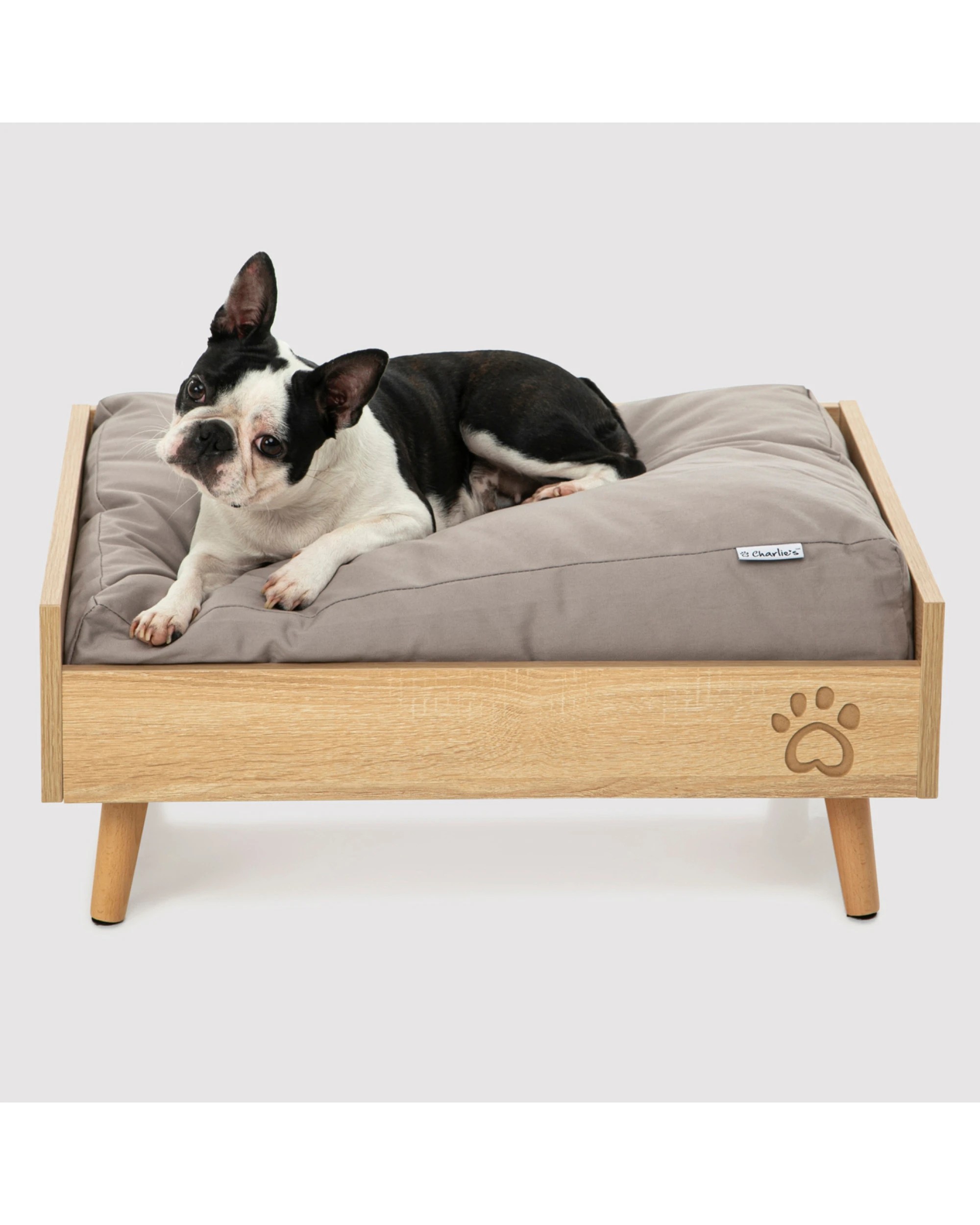 2 Charlie's Scandi Elevated Bed  64×48.8×25.4cm - Natural and Grey, 2 of 5