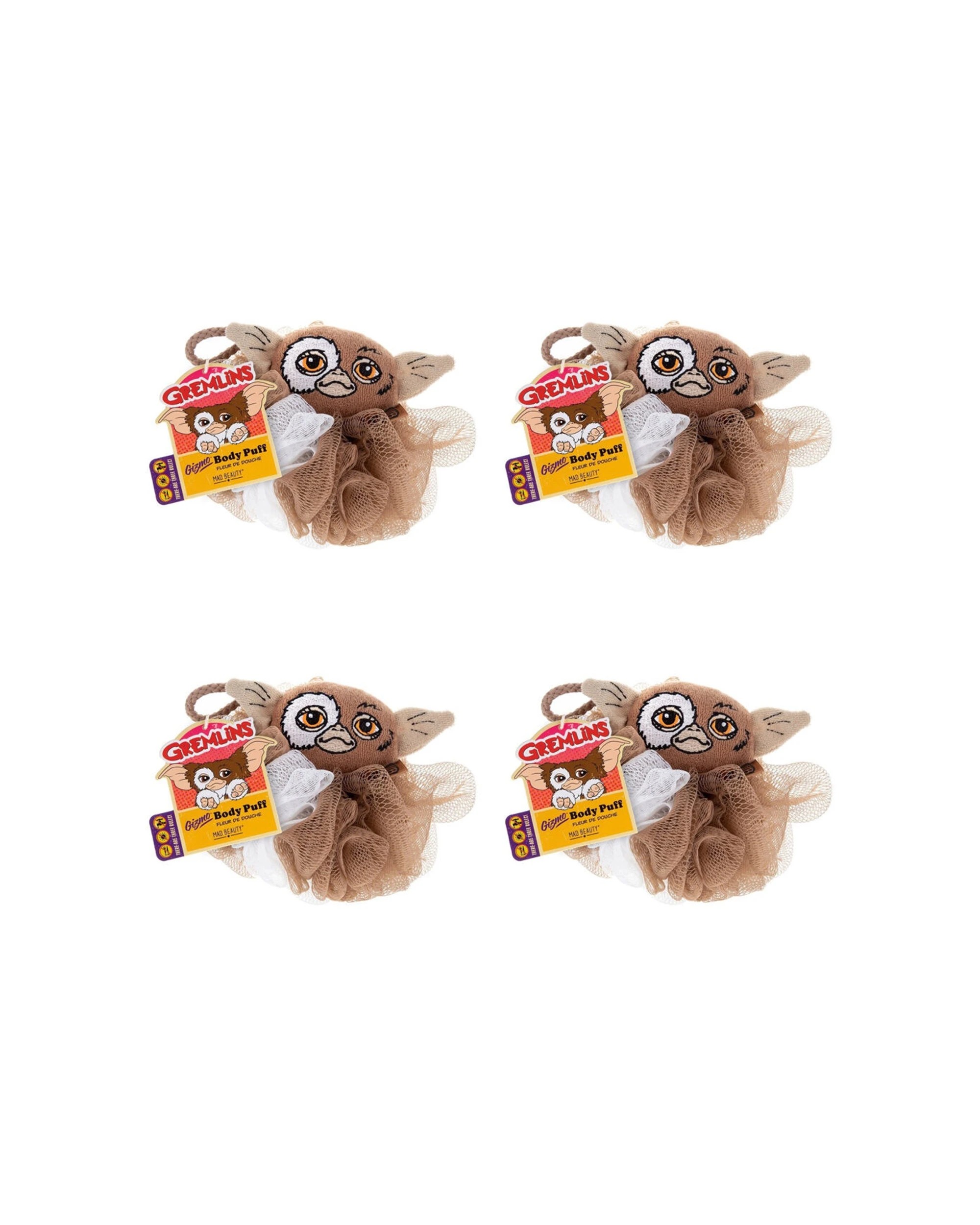 1 Warner Bros 4PK Gremlins Mogwai Gizmo Shower Loofah Body Cleansing Puff - Brown, 1 of 1