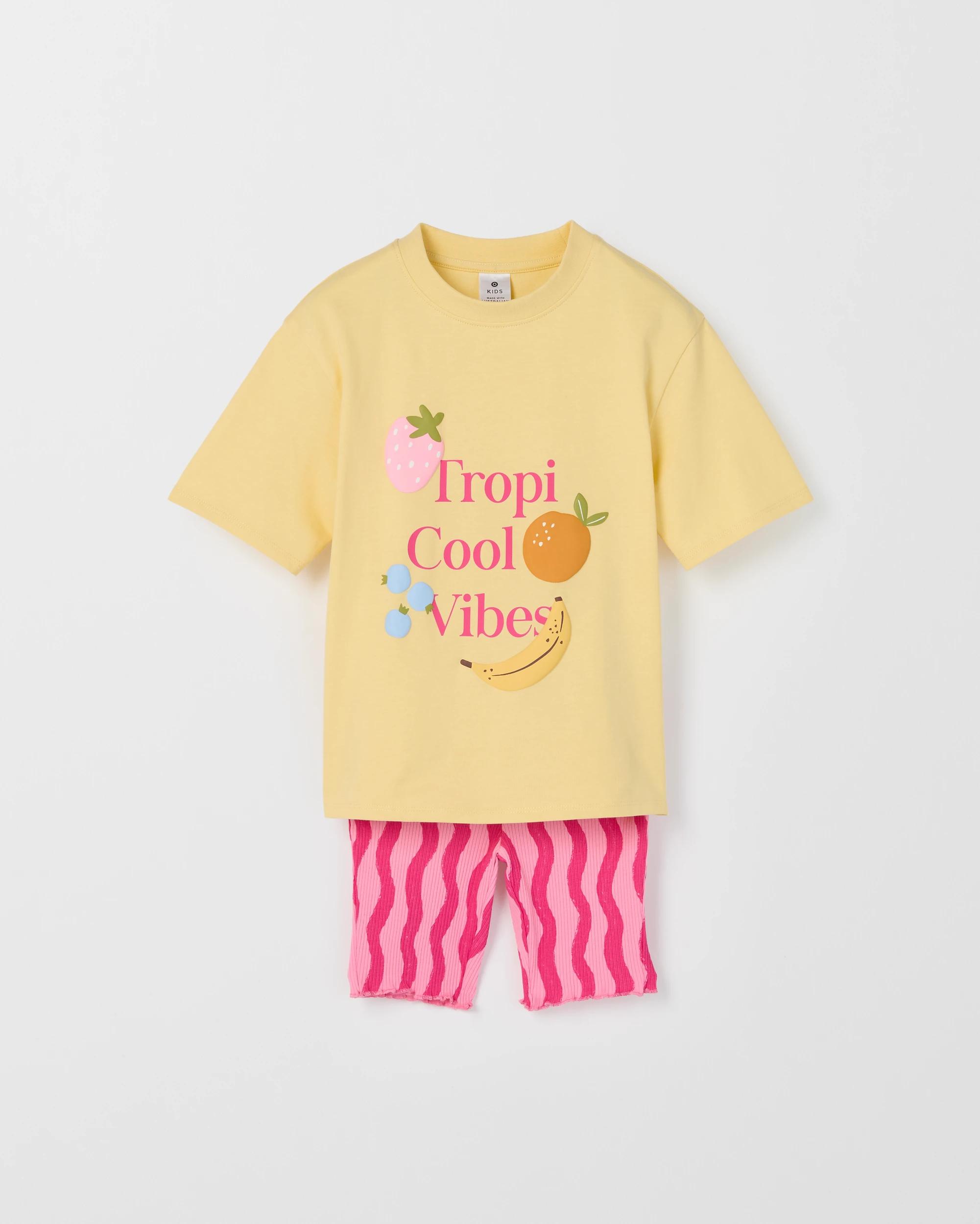 5 Target Kids Australian Cotton Blend T-Shirt and Bike Shorts Set YELLOW FRUIT, 5 of 7