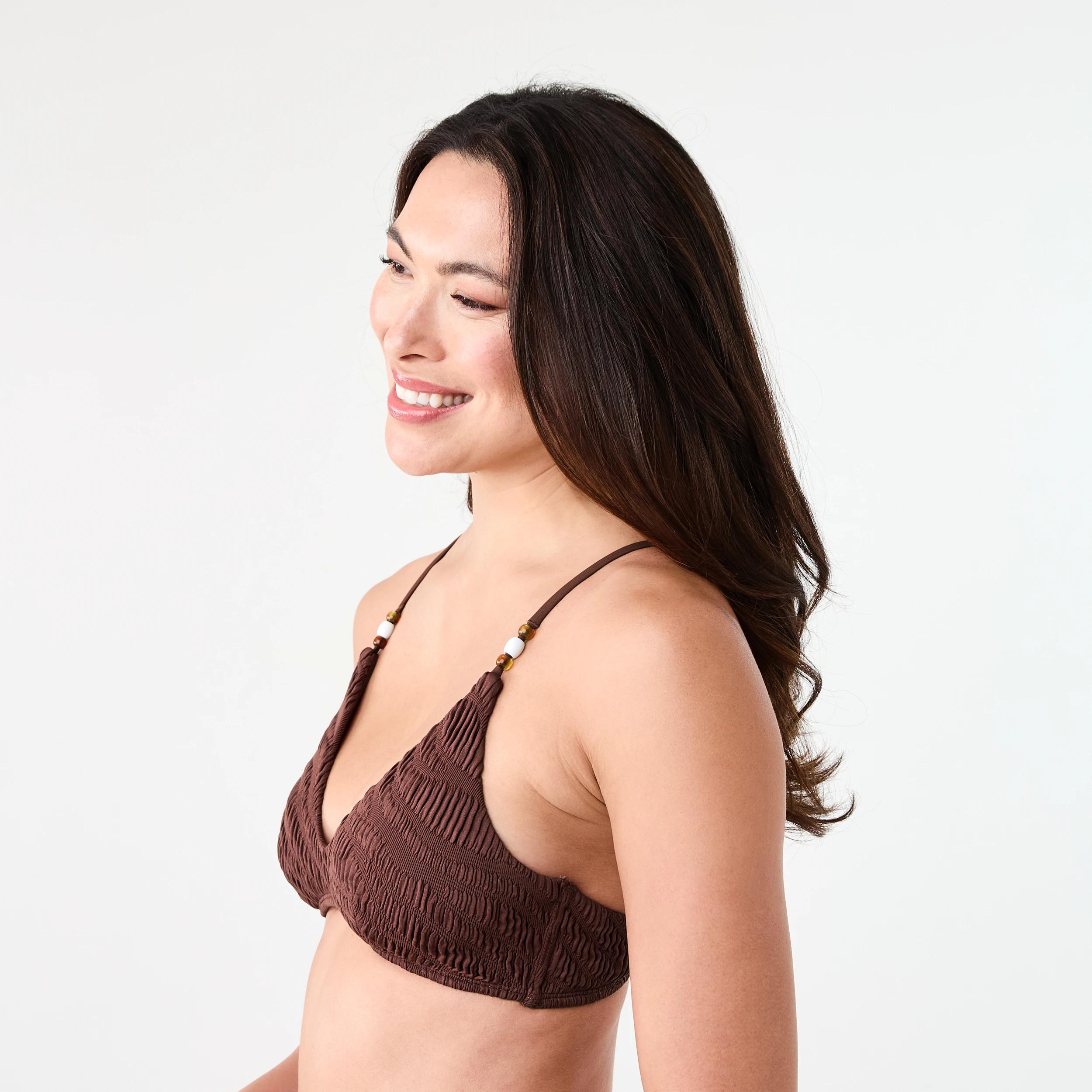2 Textured Bralette Bikini Top DARK HENNA, 2 of 7