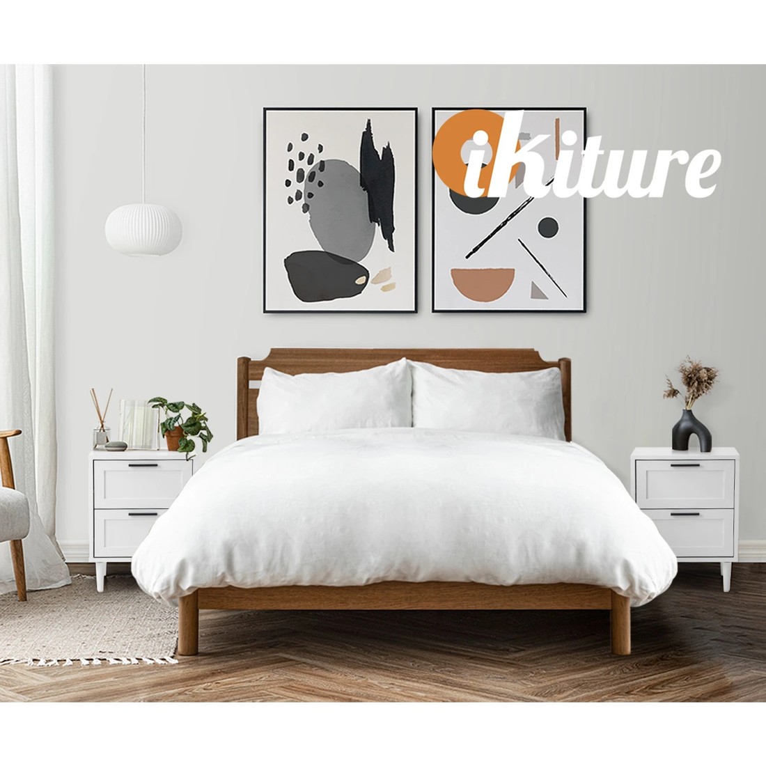 5 Oikiture Bedside Table Nightstand 2 Drawers Side End Table Storage
 - White, 5 of 10