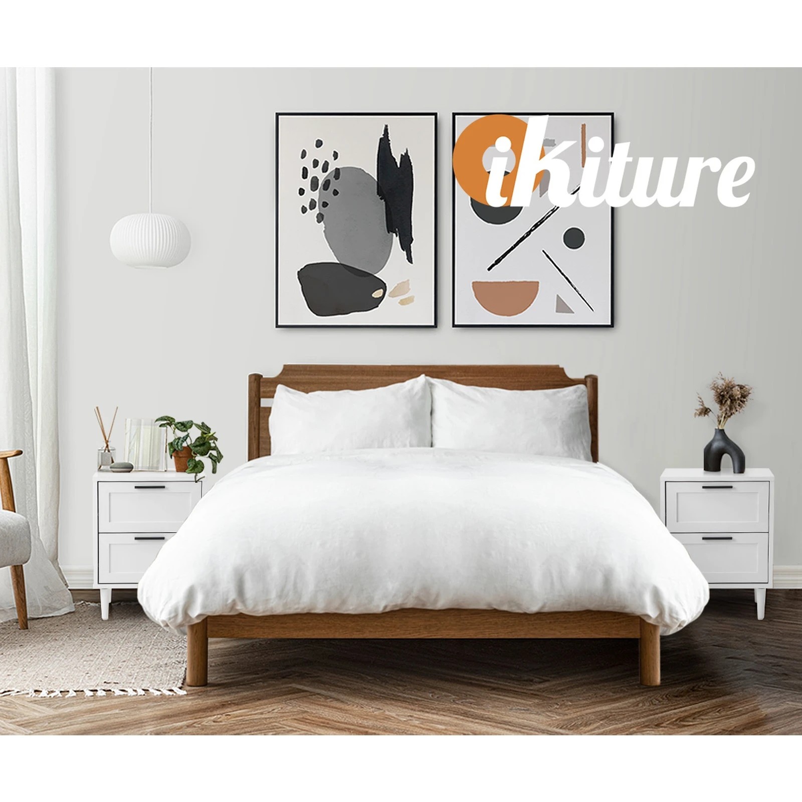 5 Oikiture Bedside Table Nightstand 2 Drawers Side End Table Storage
 - White, 5 of 10