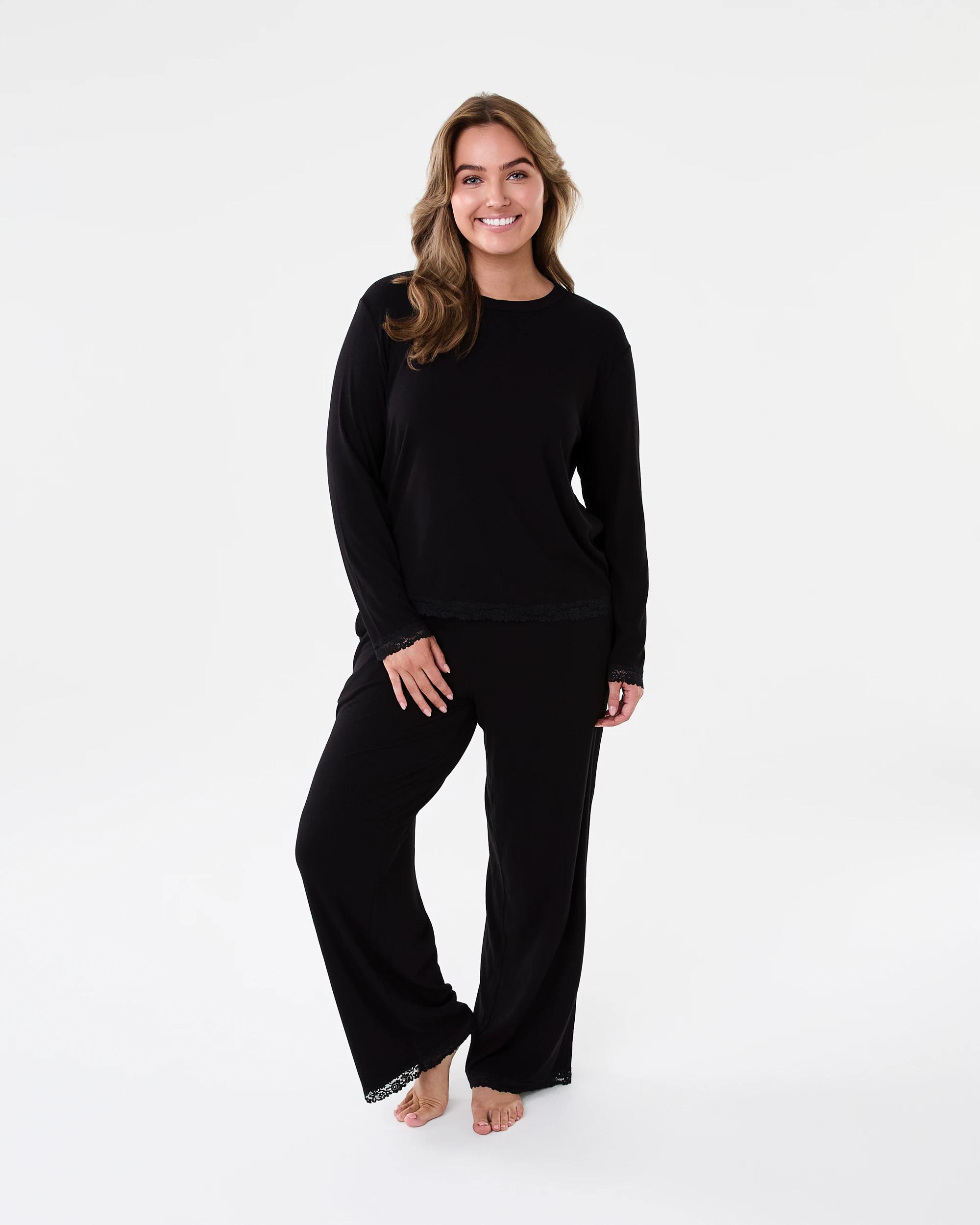 6 Rib Lace Trim Top Black, 6 of 6