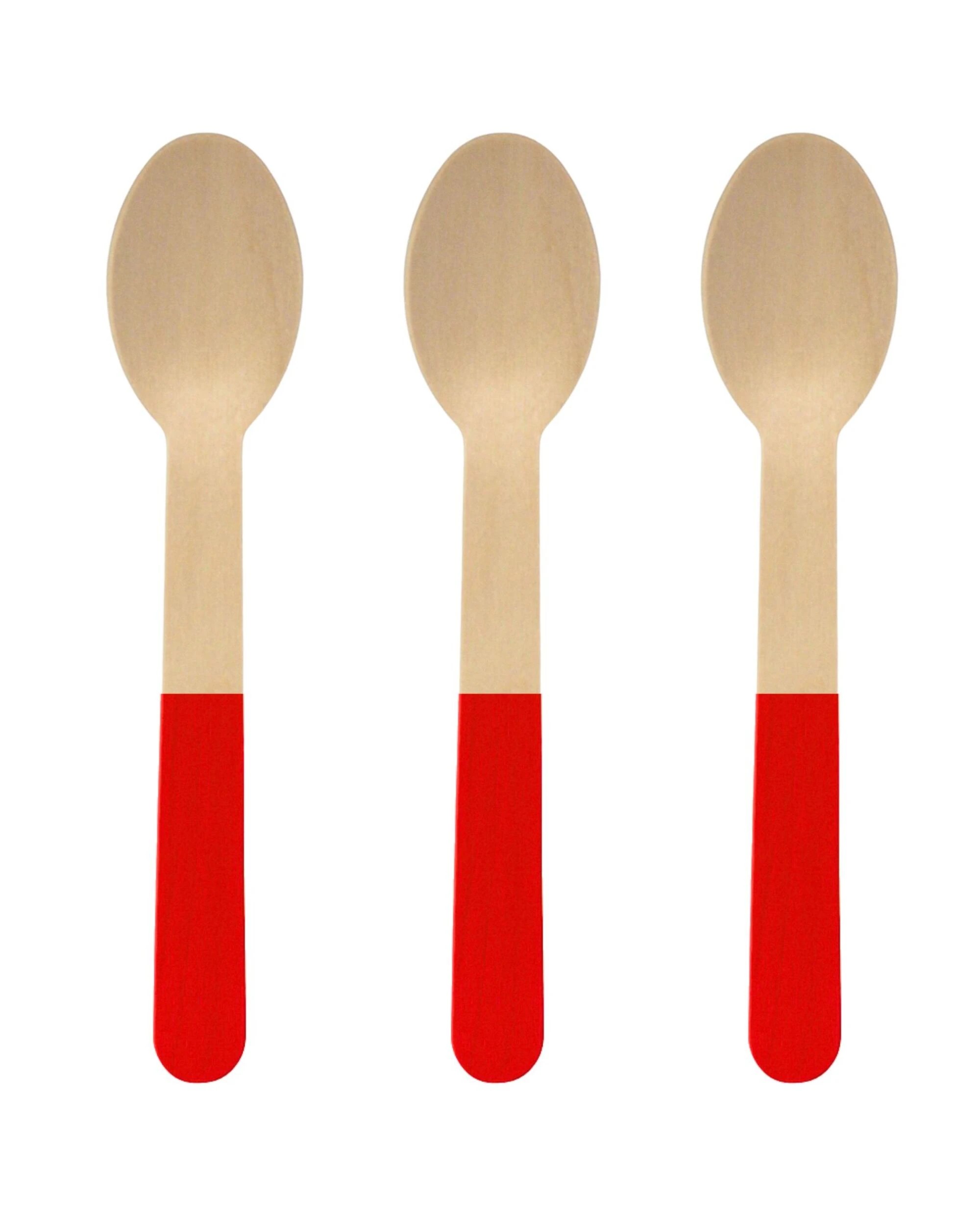 1 Alpen Wooden Dipped Spoons Red Pack of 20 - Red, 1 of 2