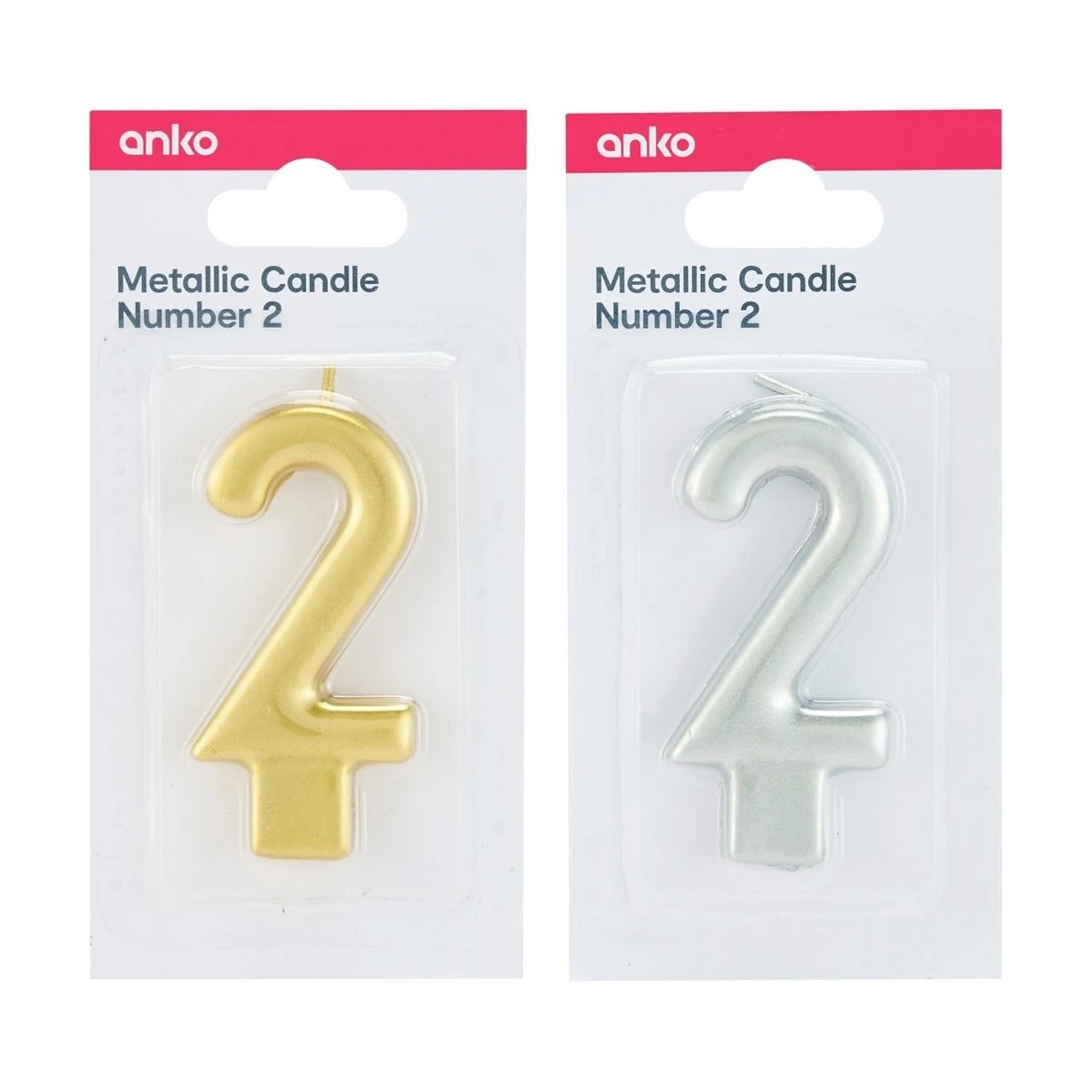6 Metallic Candle Number 2 - Assorted, 6 of 6