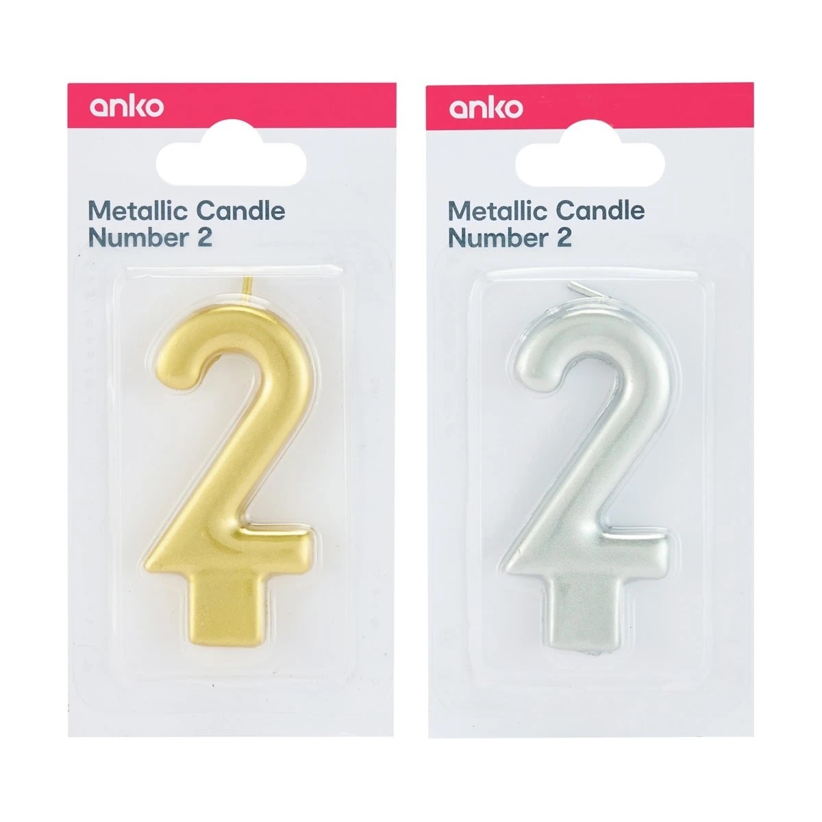 6 Metallic Candle Number 2 - Assorted, 6 of 6