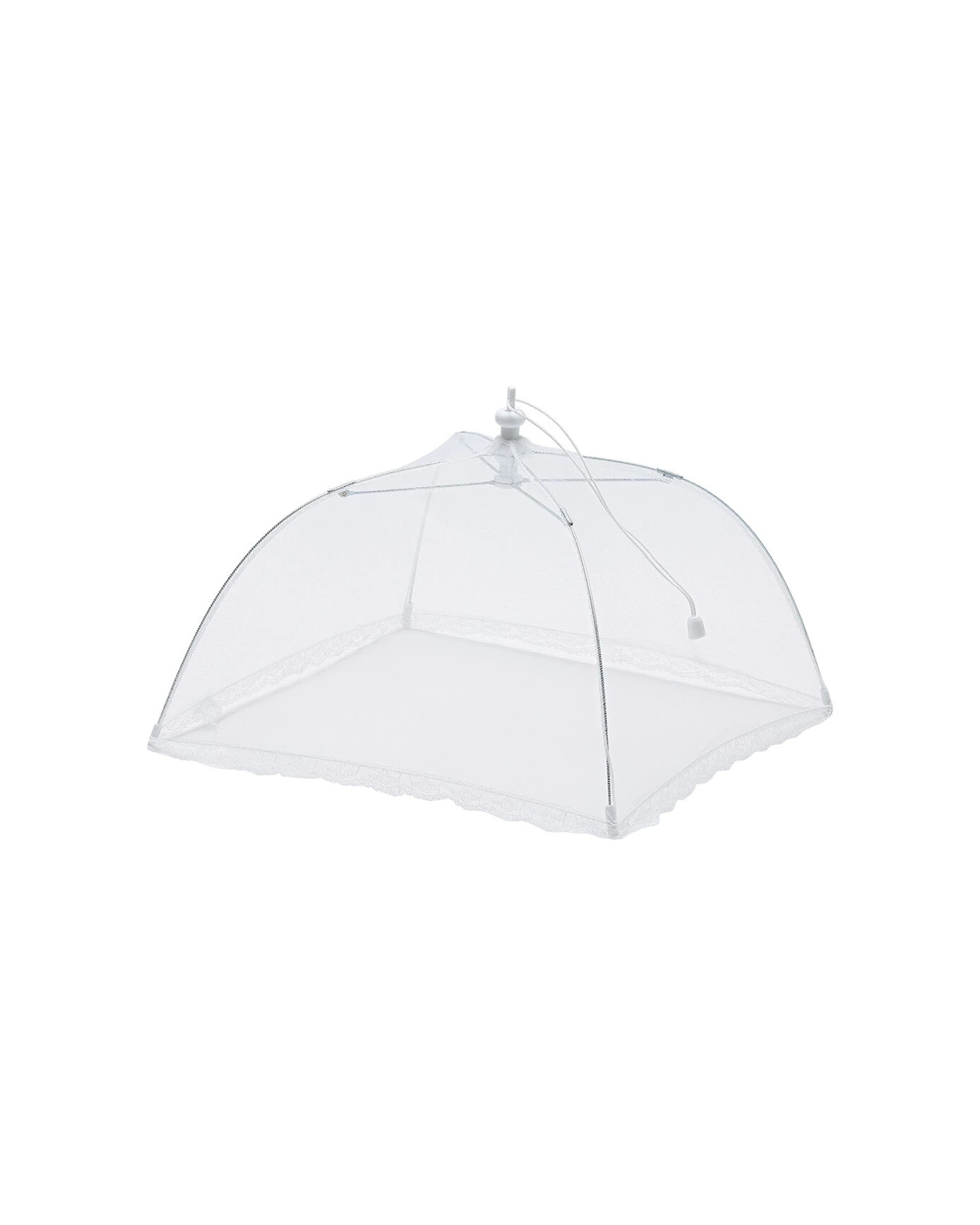 3 Avanti Nylon Net Food Cover 60cm Square Collapsible Zippered Easy To Store - White, 3 of 3