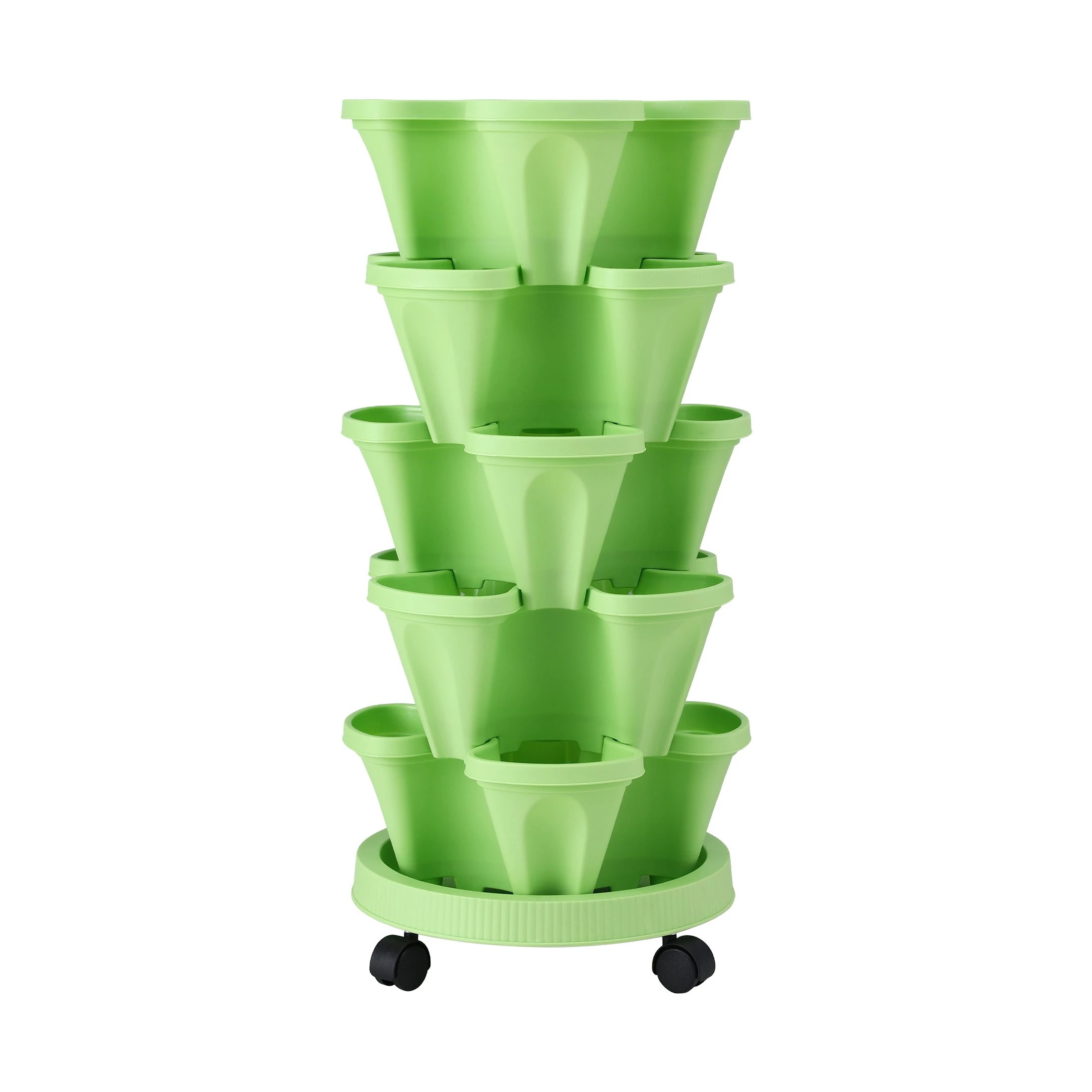 3 Green Fingers Garden Bed 5 Tier Vertical Garden Grey Strawberry Stackable Planters Herbs - Green, 3 of 5