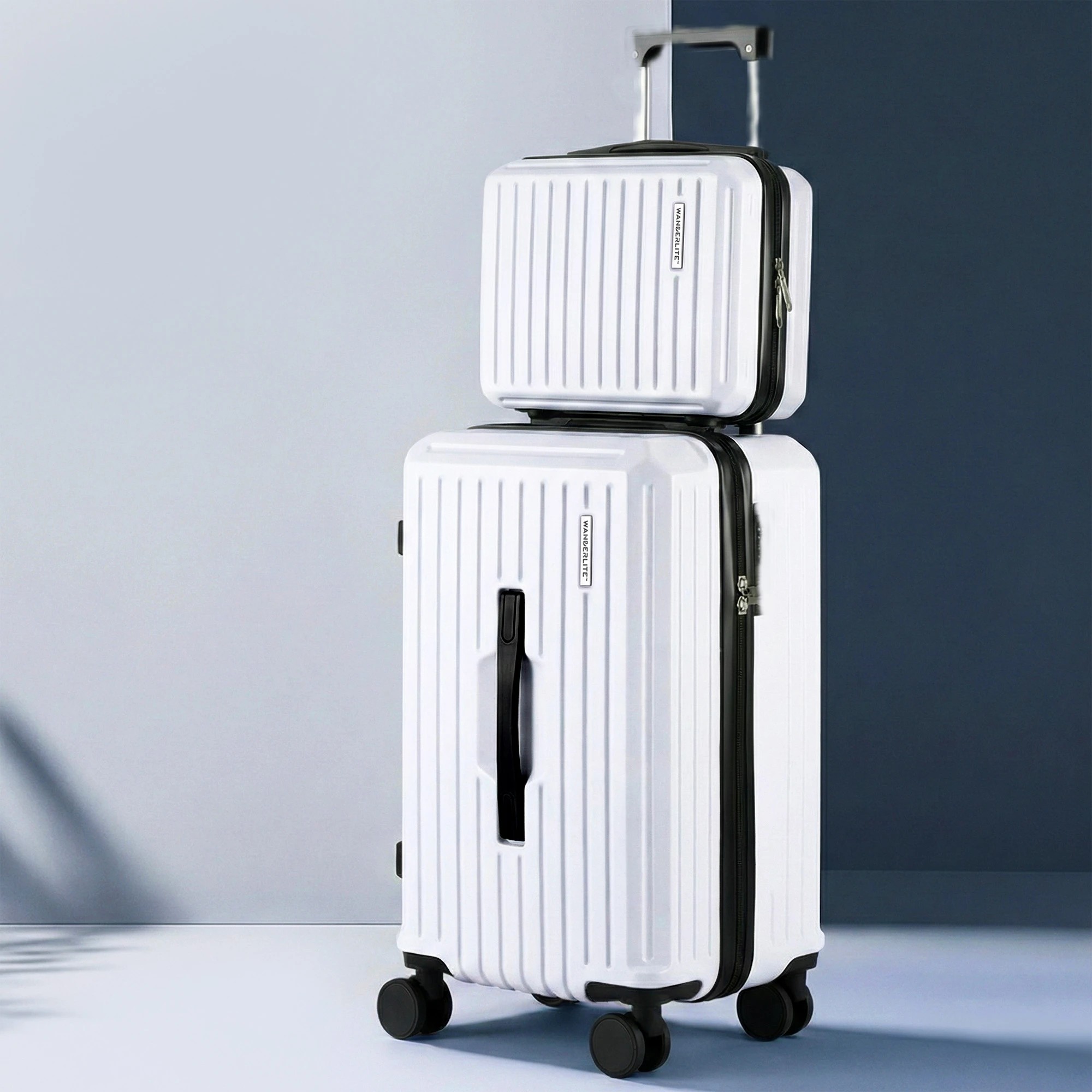 8 Wanderlite 2pcs Trunk Luggage Suitcase Travel Carry On TSA Lock 12" 20" - White, 8 of 8