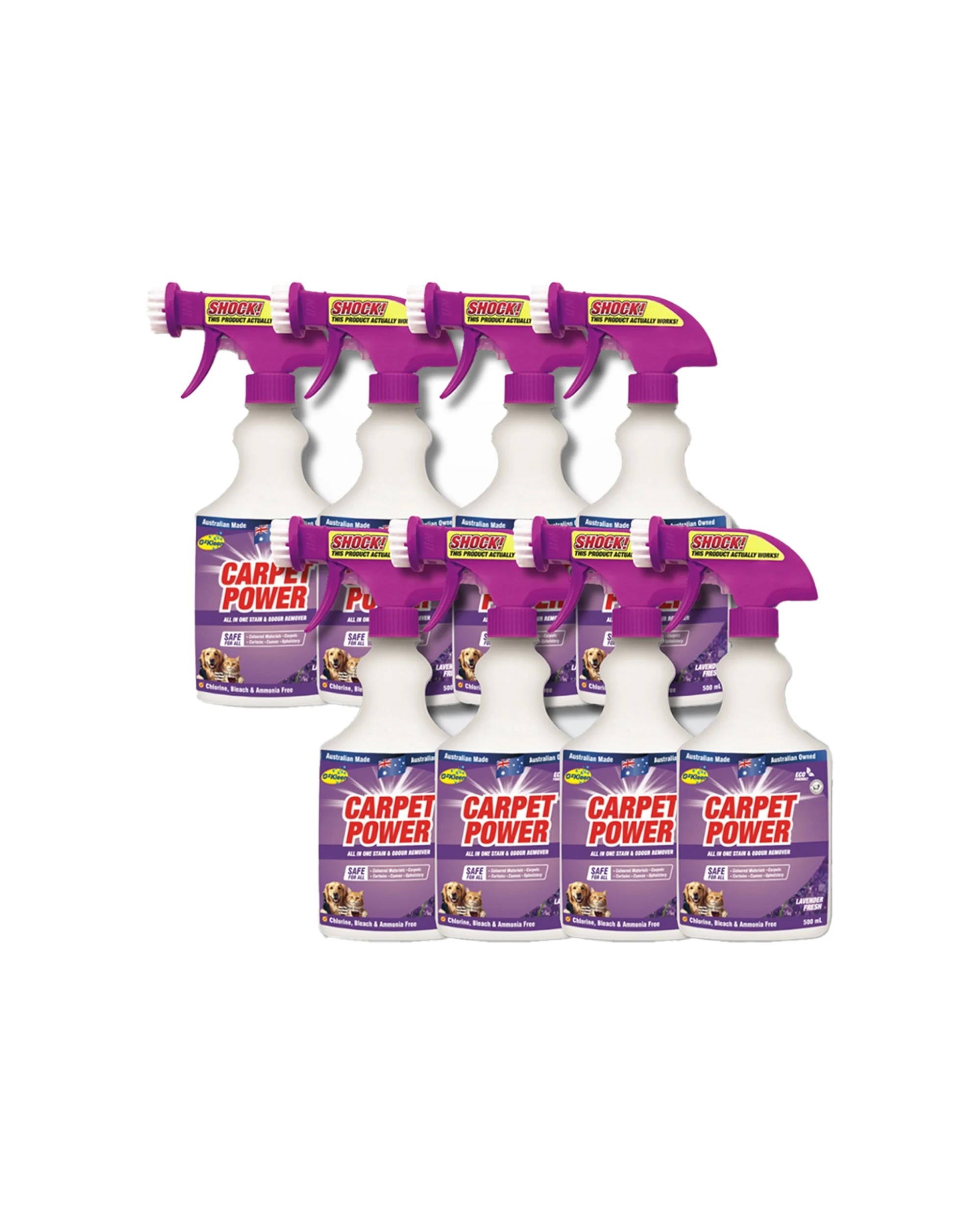 1 OzKleen Carpet Power Stain and Odour Remover, 8 x 500 ml - Purple, 1 of 1
