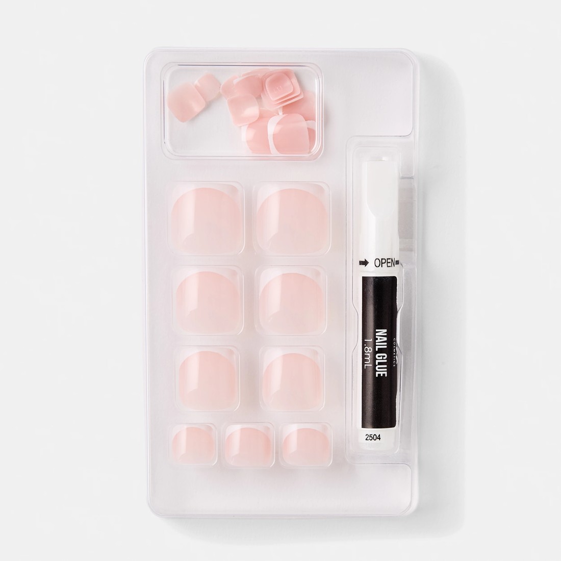 3 OXX Cosmetics 24 Pack Artificial Toenails with Adhesive - French Tip, Pink, 3 of 5