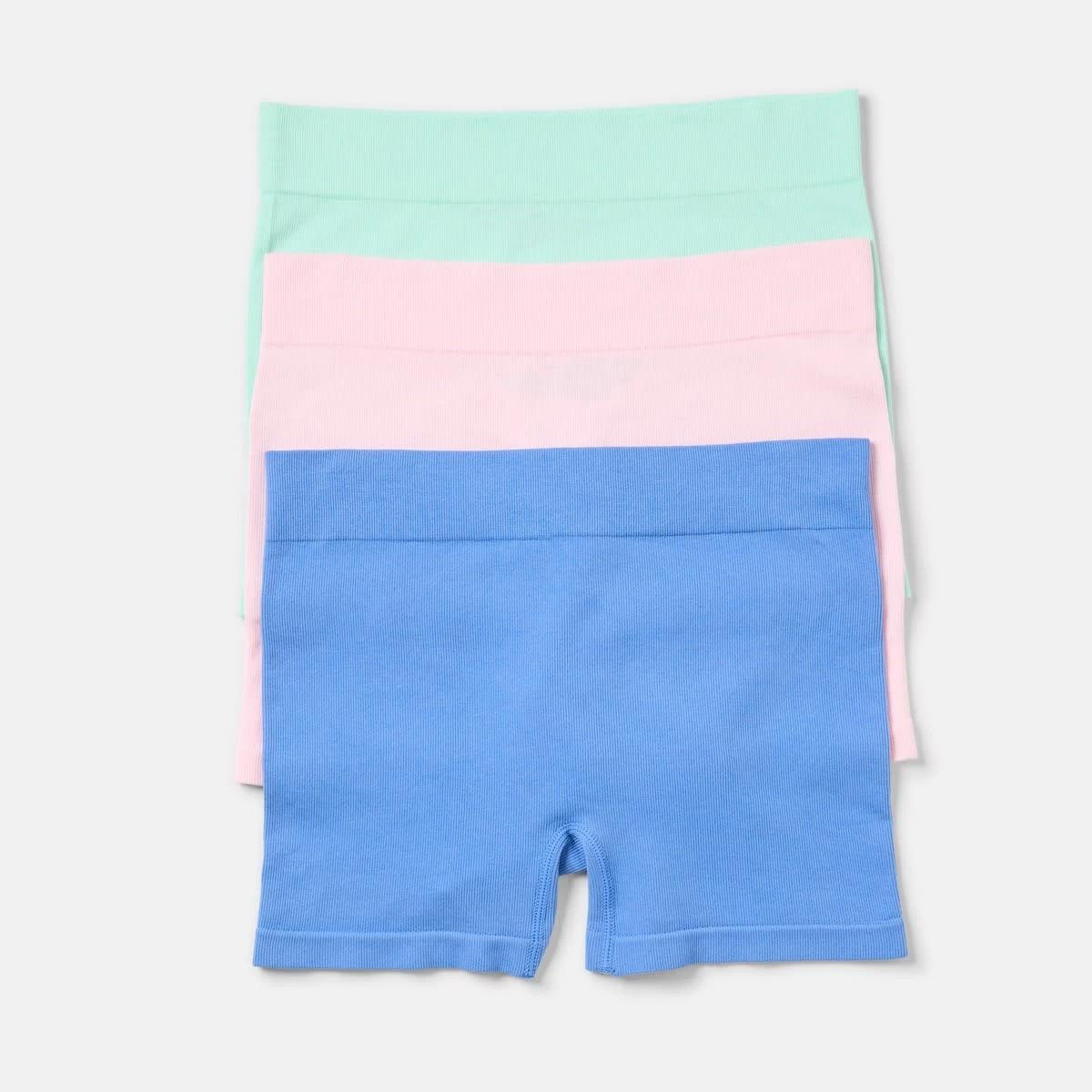 1 3 Pack Rib Shorties BLUE MARINE, BALLERINA, BRIGHT MINT, 1 of 8