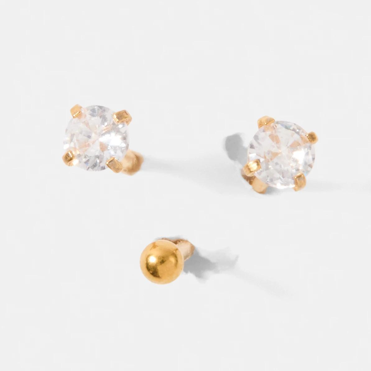 1 Cubic Zirconia Stud Nose Ring - Gold Tone GOLD, 1 of 3