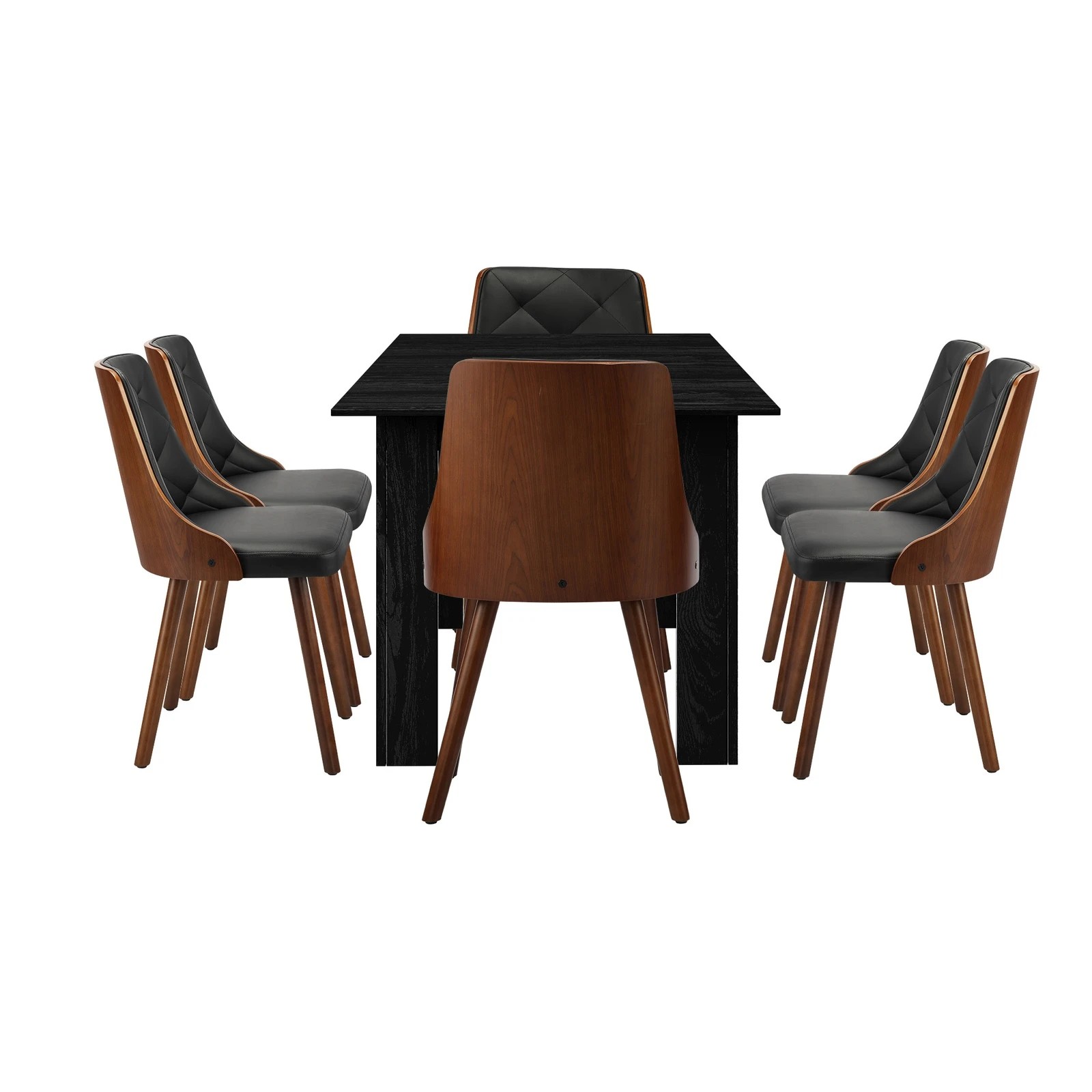 8 Oikiture 160cm Extendable Dining Table With 6pcs Dining Chairs Pu Leather
 - Black, 8 of 10