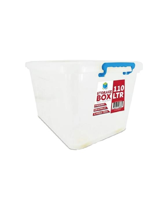 Brazco Plastic Storage Container Box With Lid Handles 110L - Multi
