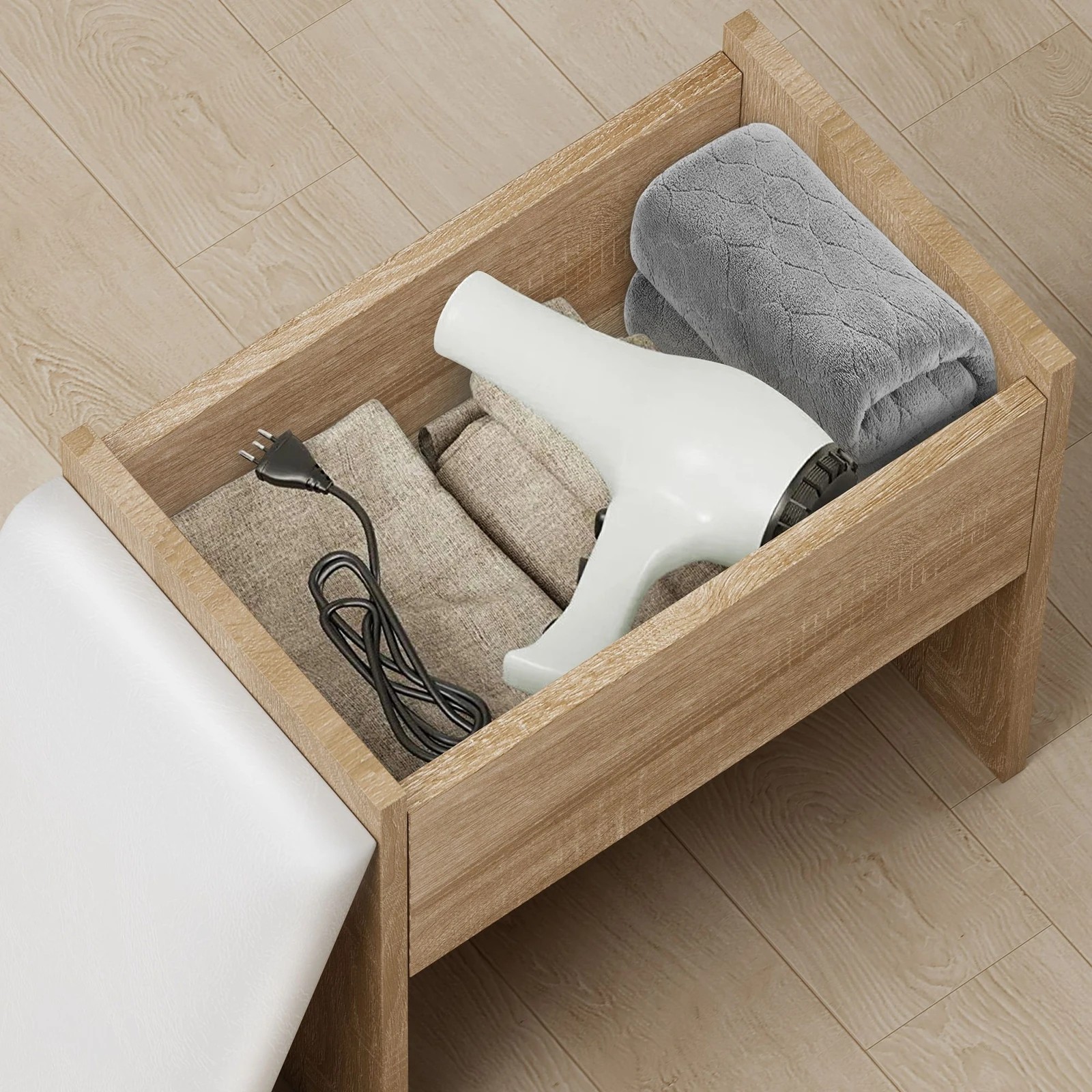 7 Alfordson Dressing Table Stool Set Makeup Tri-fold Mirror Vanity Desk - Oak, 7 of 10