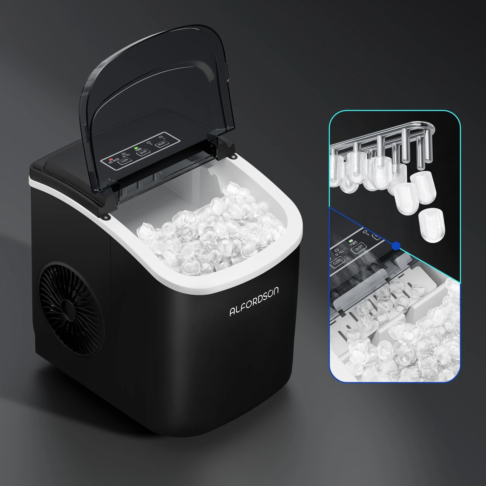 7 Alfordson Portable Ice Maker Machine Bar Countertop 12kg Ice Cube Tray - Black, 7 of 9