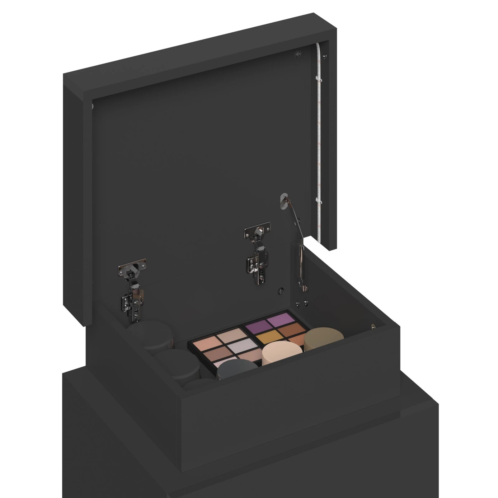 3 Advwin Set of 2 Led Bedside Table Lift Up Storage Nightstand, 3 of 7