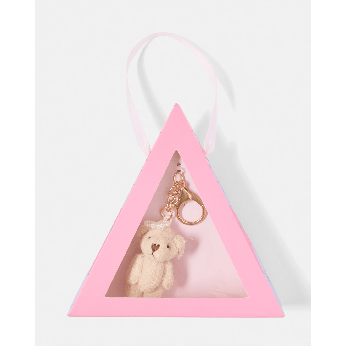 1 Mini Teddy Charm Keyring Gift Set - Gold Tone and Beige, 1 of 3