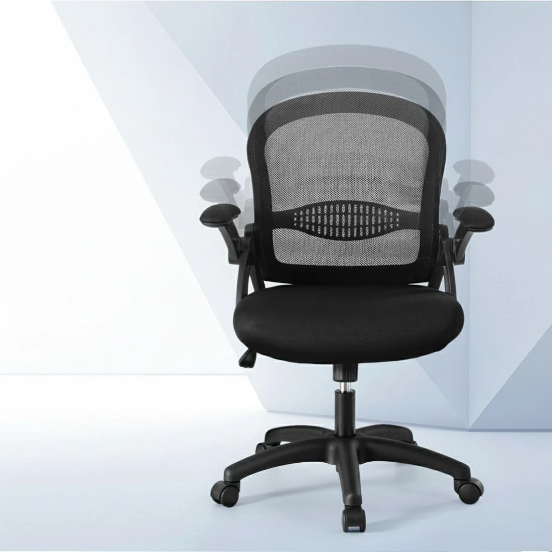 3 Artiss Mesh Office Chair Computer Gaming Desk Chairs Work Study Mid Back - Black, 3 of 5