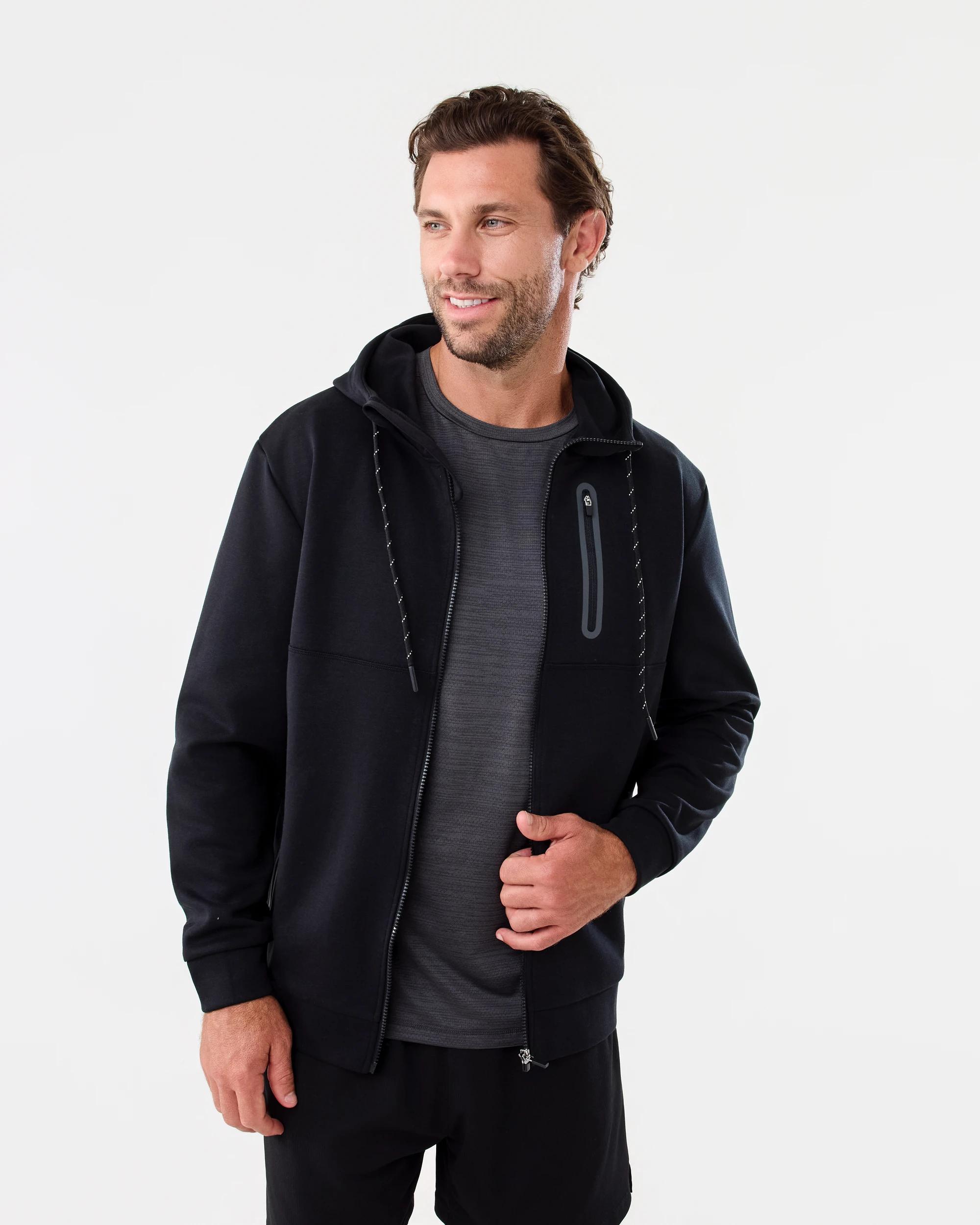 1 Active Mens Sports Tech Hoodie Black, 1 of 8