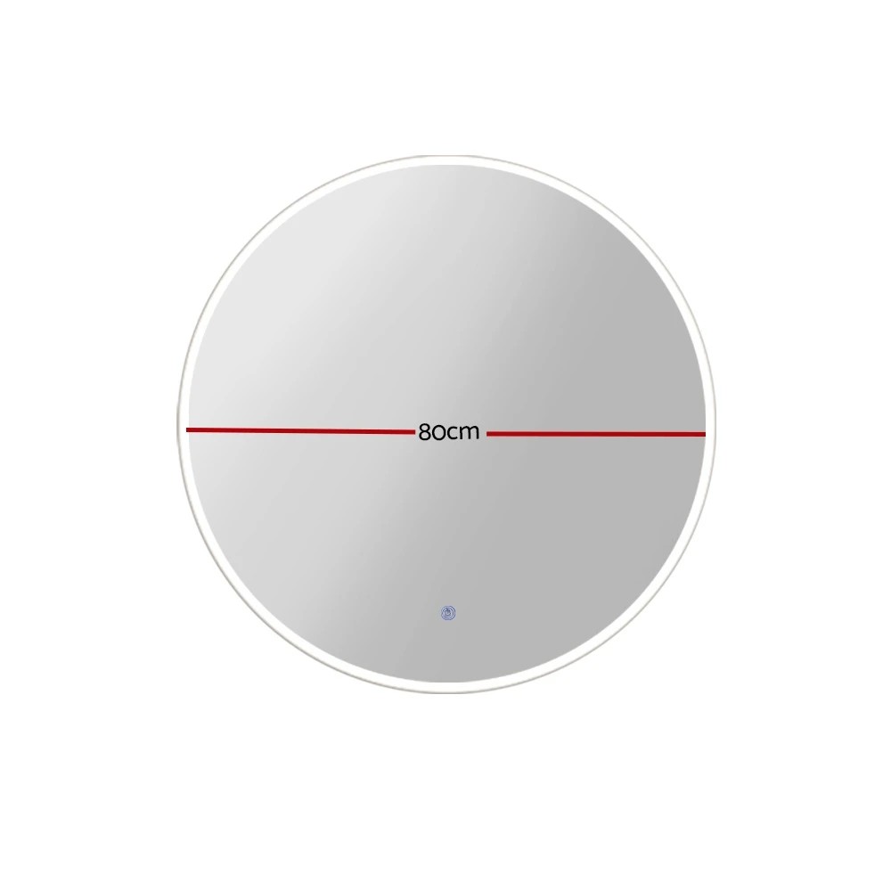 2 Embellir 2 Wall Mirror 80cm with Led light Makeup Home Decor Bathroom Round Vanity - Natural, 2 of 6