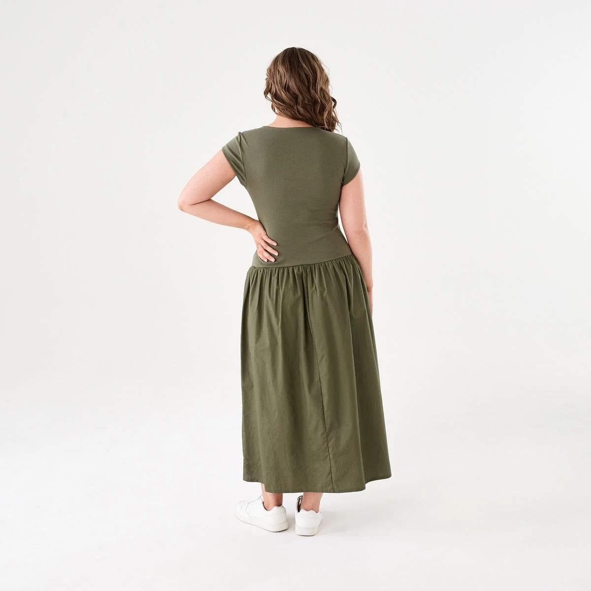 3 Short Sleeve Drop Waist Midi Dress GREEN, 3 of 6