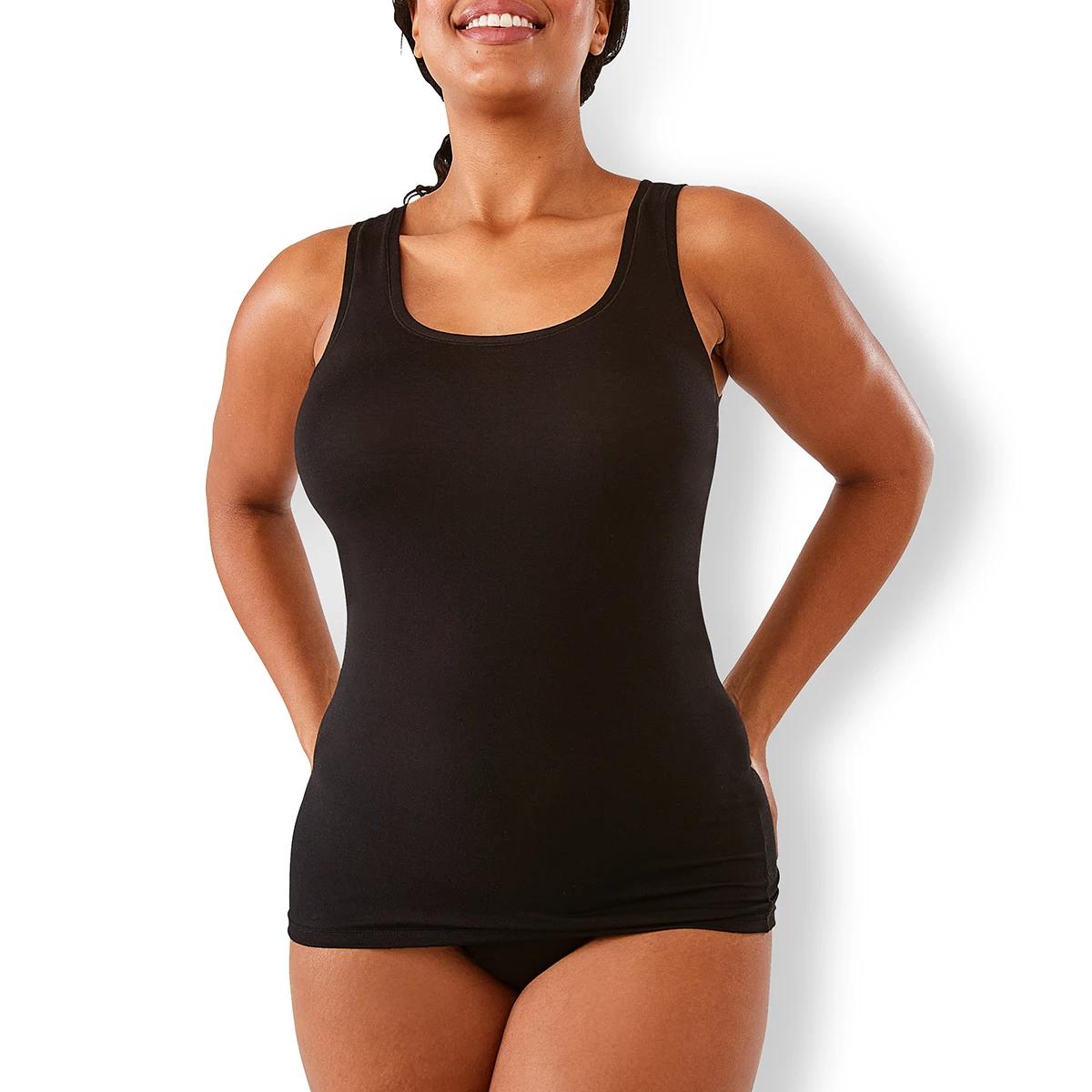 1 2 Pack Bamboo Thermal Tank Black, 1 of 10