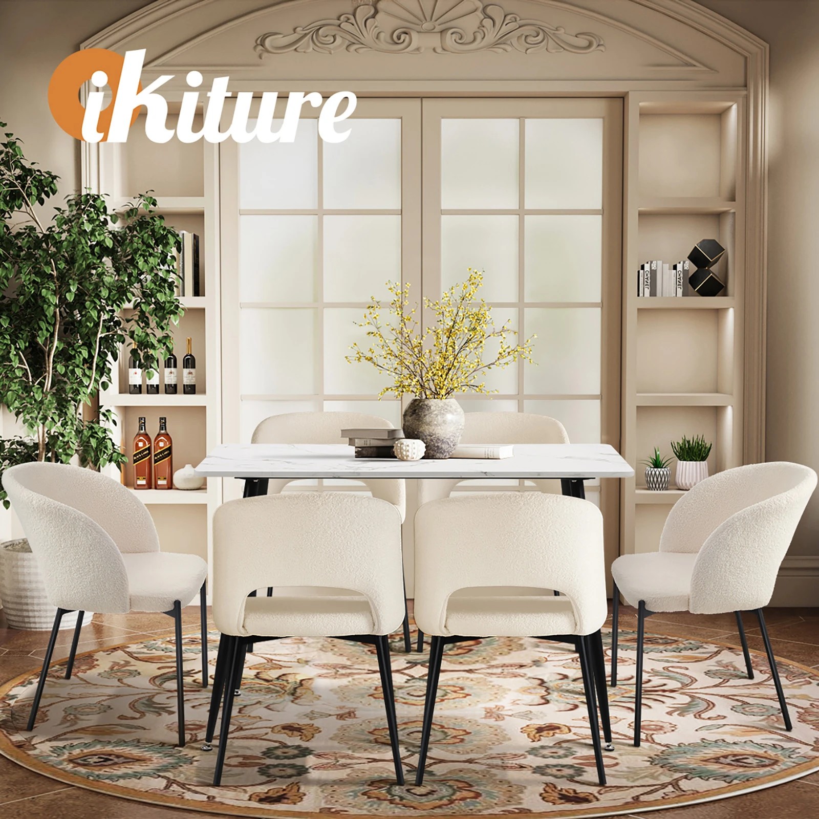 6 Oikiture 120cm Rectangle Dining Table With 6pcs Dining Chairs Sherpa
 - Multi, 6 of 10