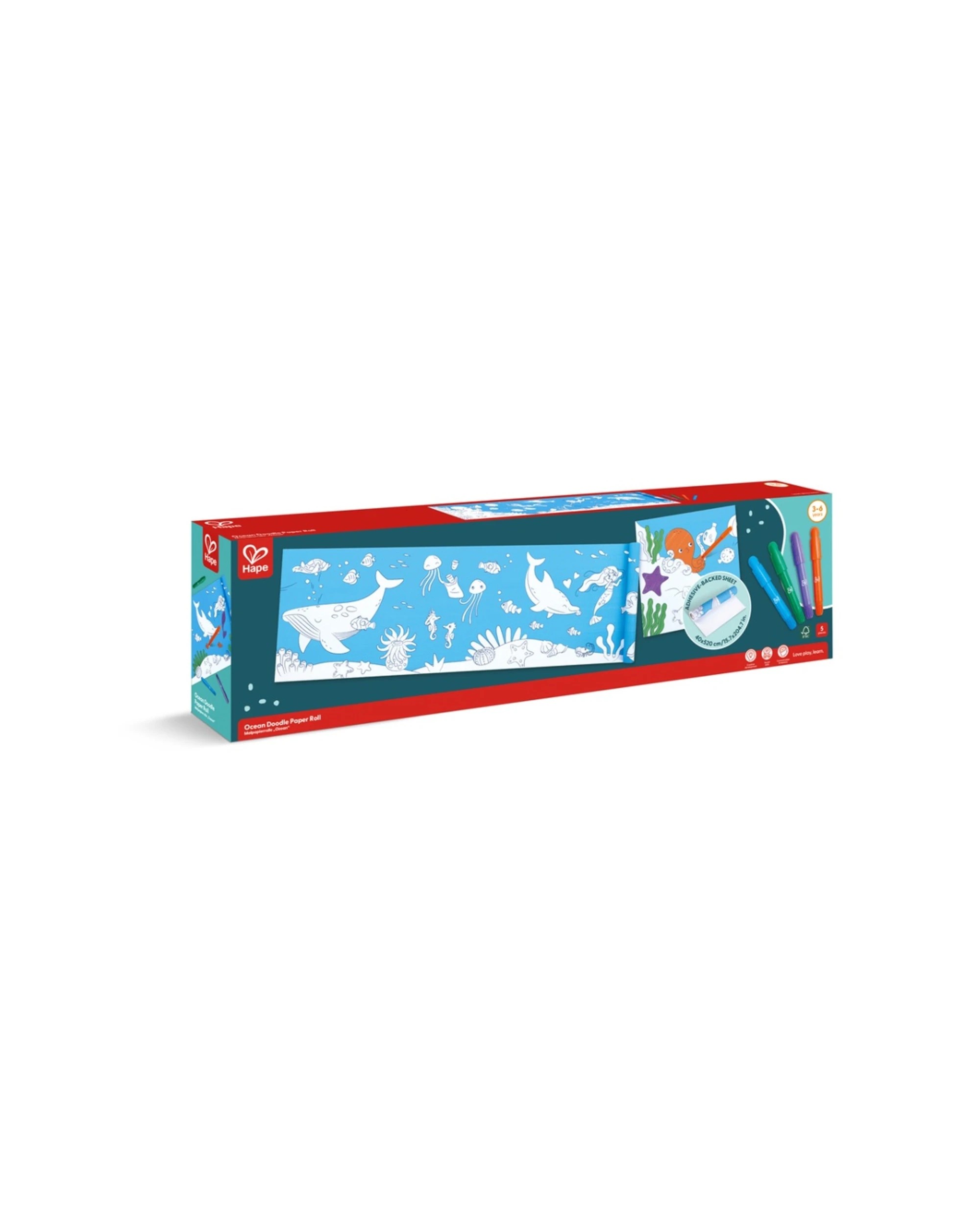2 Hape Ocean Paper Roll 5+ Metres Self Adhesive With 4 Crayons For Kids - Pattern, 2 of 4