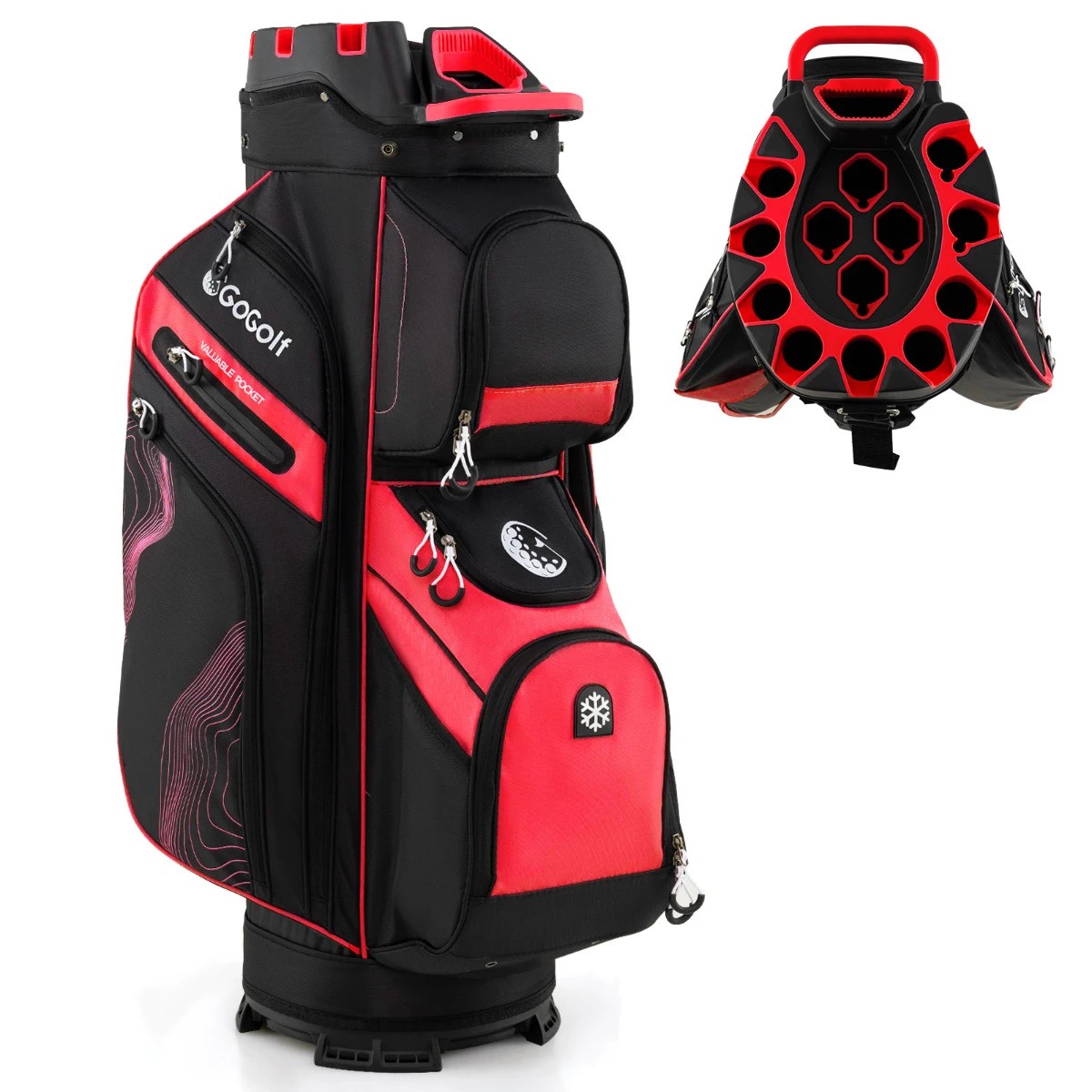 1 Costway Golf Cart Bag Molded Lock Top Golf Travel Bag w/14-Way Dividers & 11 Pockets Men Women Club - Red, 1 of 4
