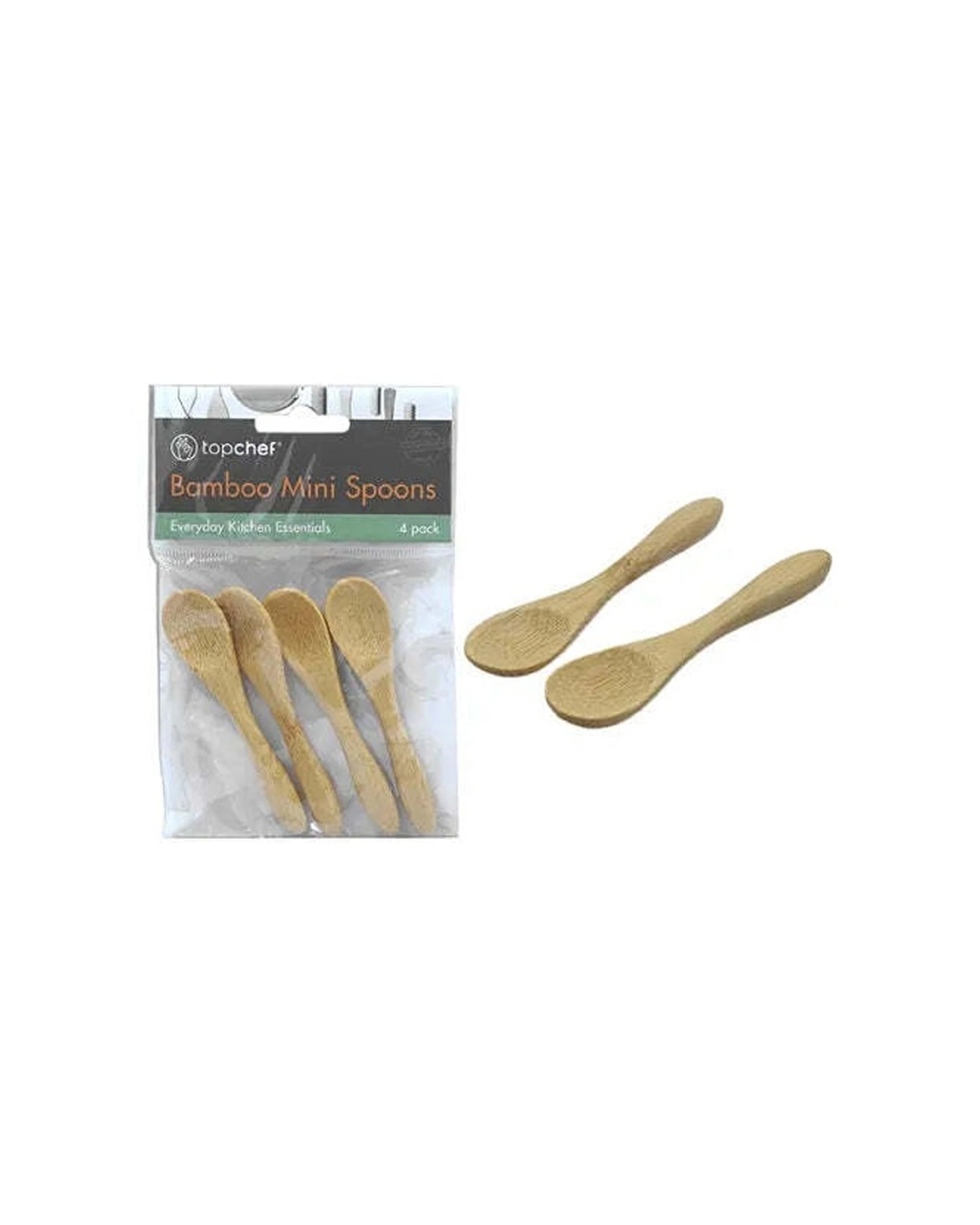 1 Krafters Korner Bamboo 4pc Mini Spoons 9x2.1cm Eco Friendly Kitchen Utensil - Beige, 1 of 1