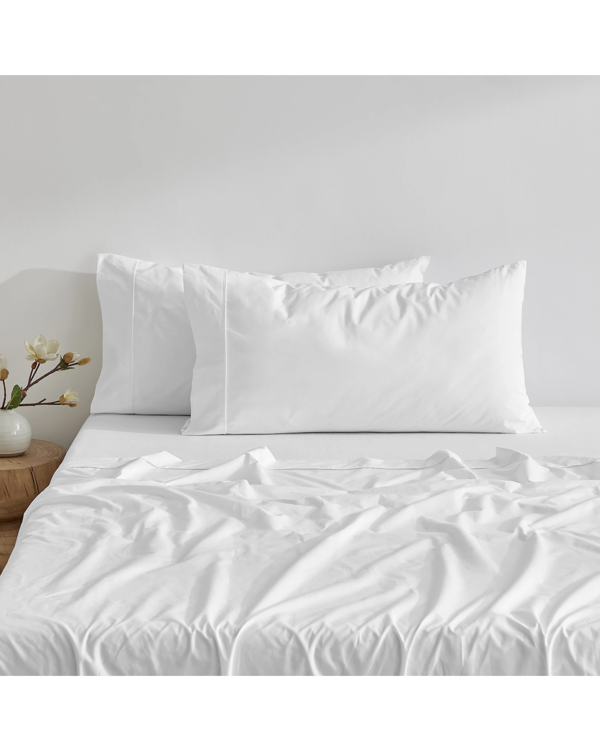 2 Dreamaker 300TC Cotton Percale King Pillowcase Twin Pack - White, 2 of 7