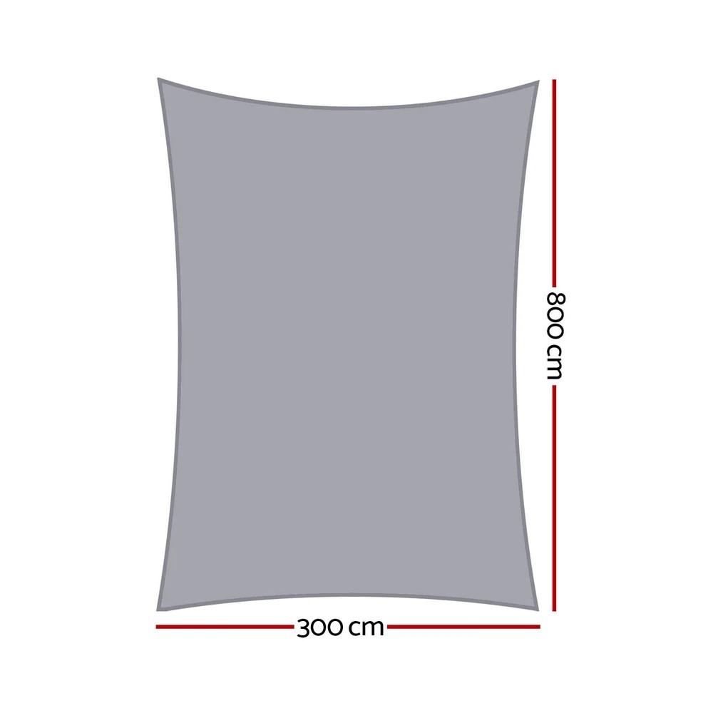 2 Instahut Waterproof Shade Sail Shade cloth Canopy 220GSM 3x8m - Grey, 2 of 6