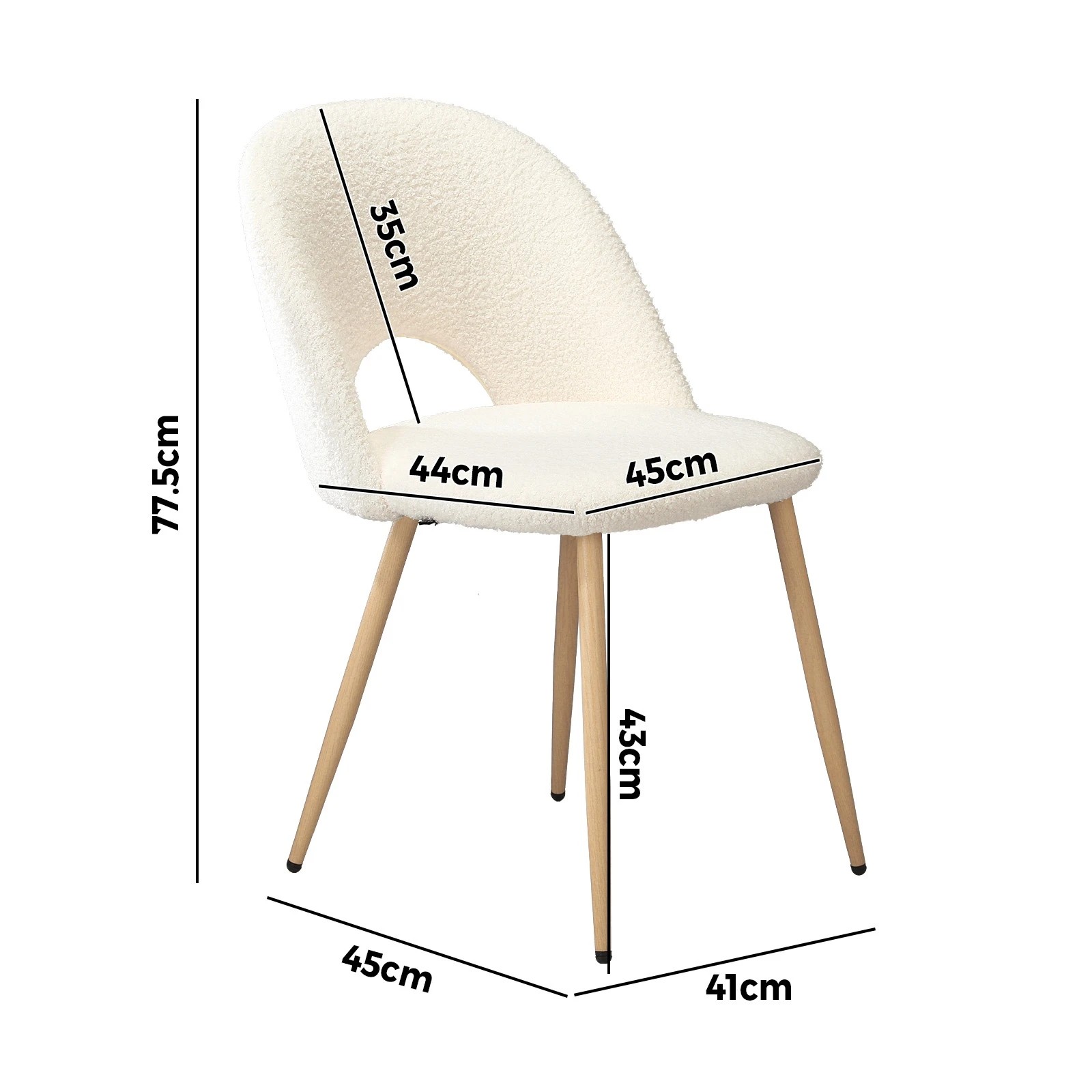 5 Oikiture 4pcs Dining Chairs Sherpa Accent Chair Timber-look Legs
 - White, 5 of 10