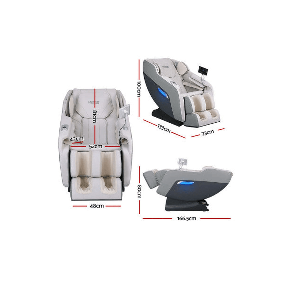 2 Livemor Brisa Electric Massage Chair, Zero-Gravity Recliner with Heat, Bluetooth and AI Voice - Grey, 2 of 6