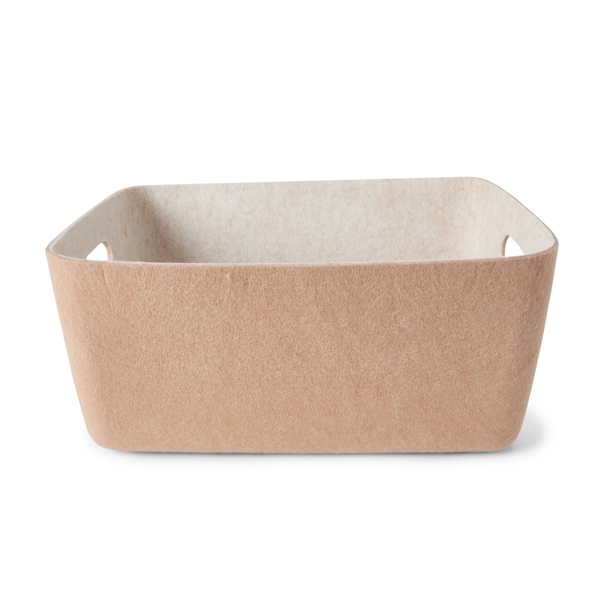 4 Two Tone Flat Felt Basket - Large, Beige, 4 of 9
