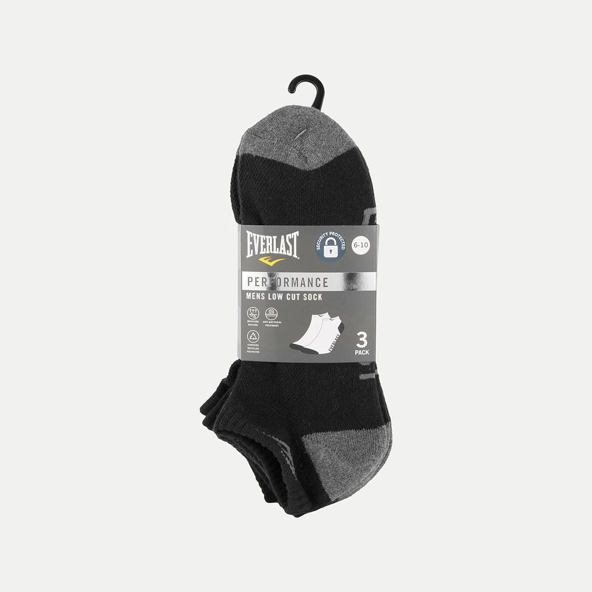 3 3 Pack Everlast Mens Performance Low Cut Socks EVERLAST JACQUARD BLACK, 3 of 3