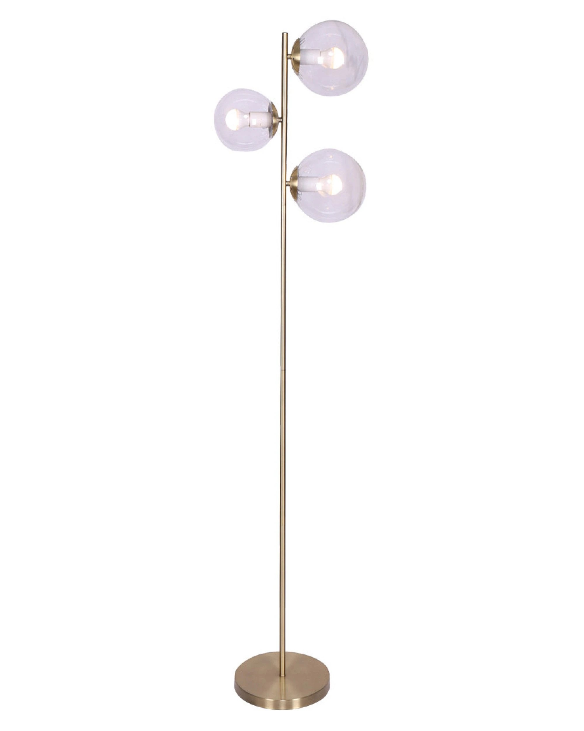 1 Sarantino 3-Light Gold Metal Floor Lamp with Glass Shades, 1 of 10
