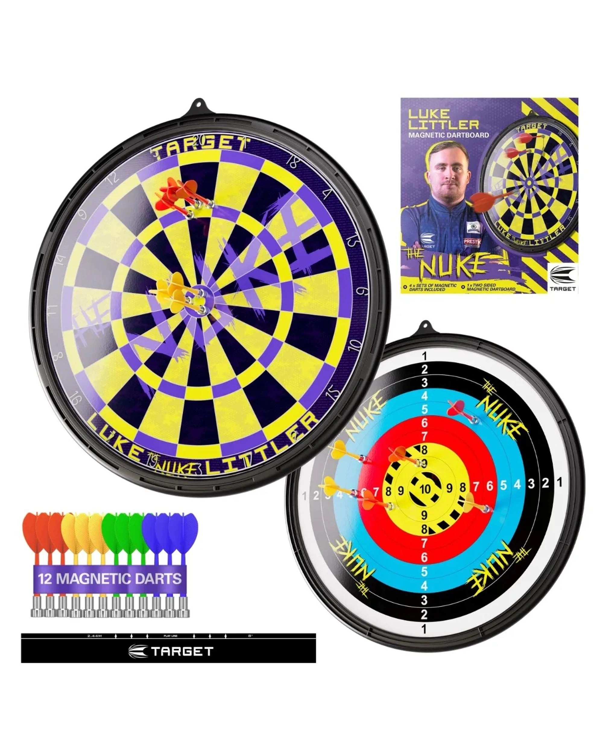 1 Target Luke 'The Nuke' Littler Magnetic Dart Board Set With Darts, 1 of 7