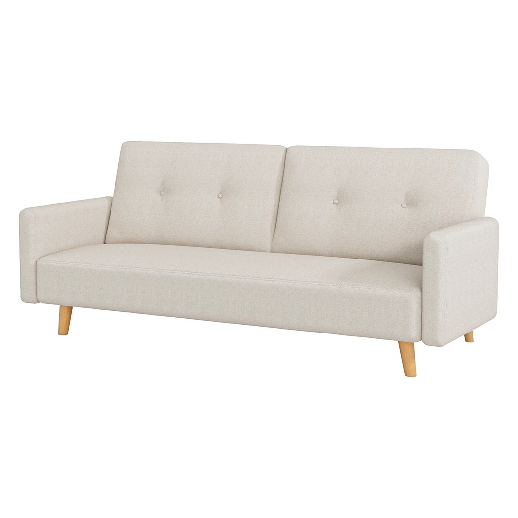 1 Levede Sofa Bed Solid Wood Frame in Beige, 1 of 6