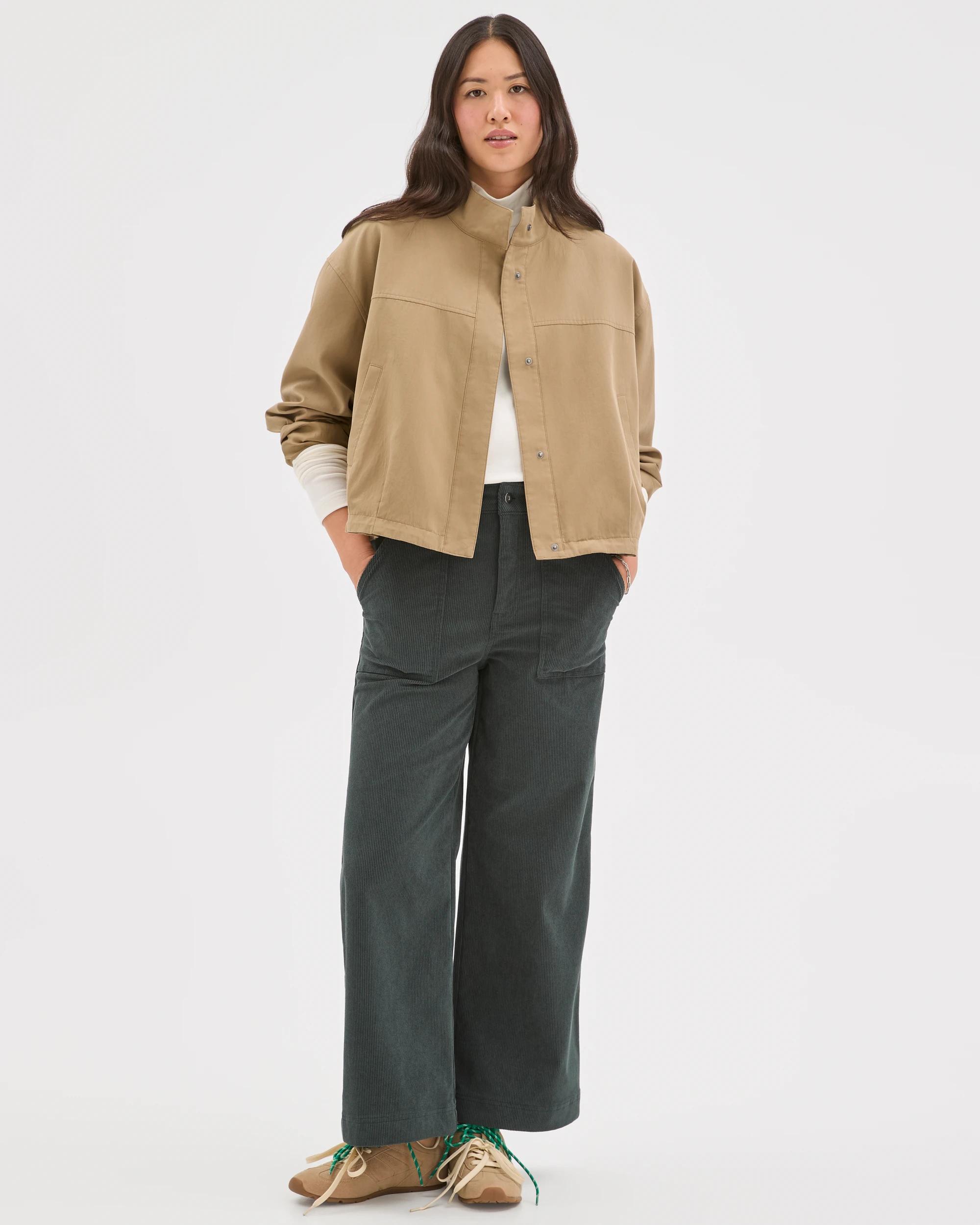 1 Target Woman Crop Length Wide Leg Corduroy Pants MIDNIGHT JADE, 1 of 7