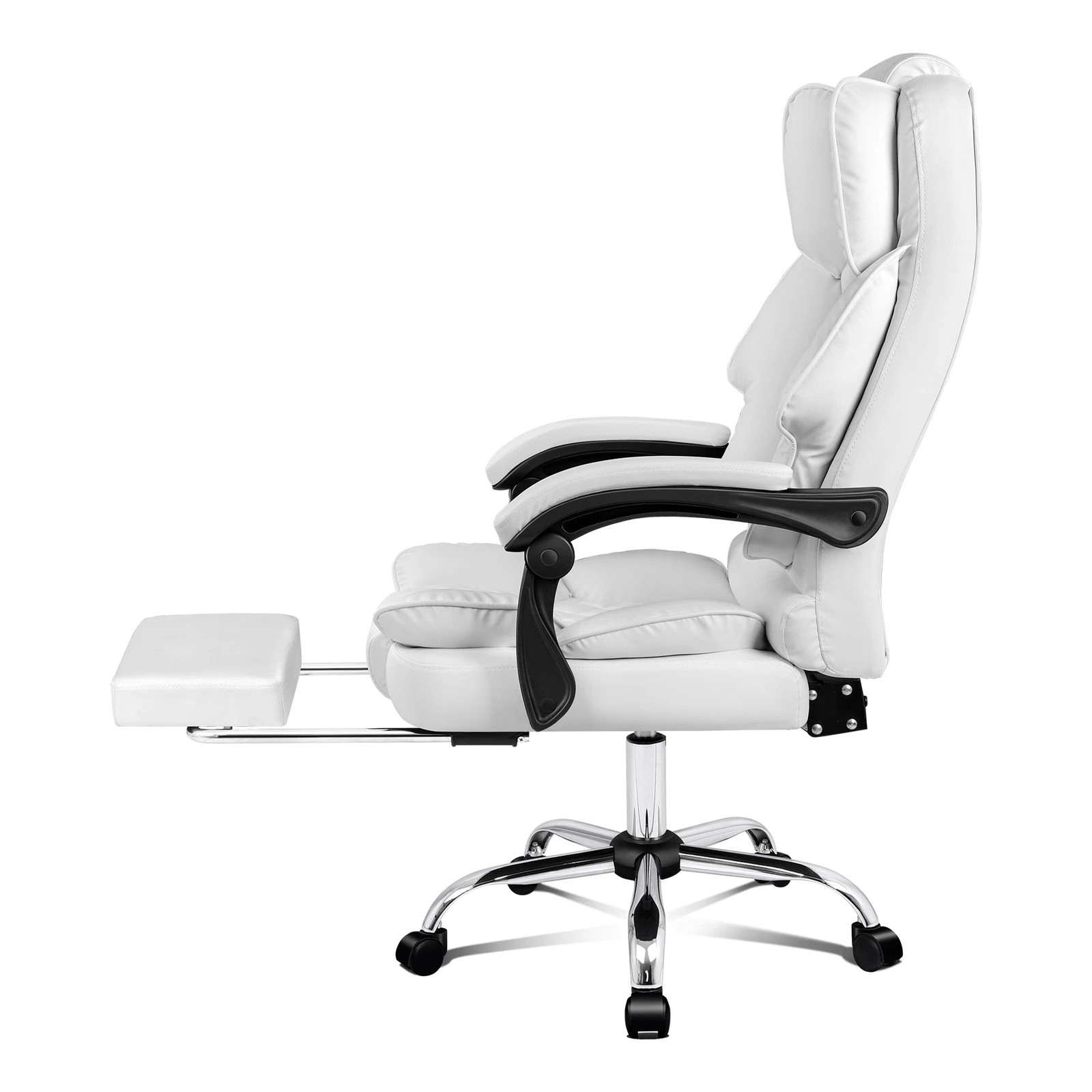 3 Alfordson Office Chair Gaming Executive Computer PU Leather Seat Recliner - White, 3 of 10