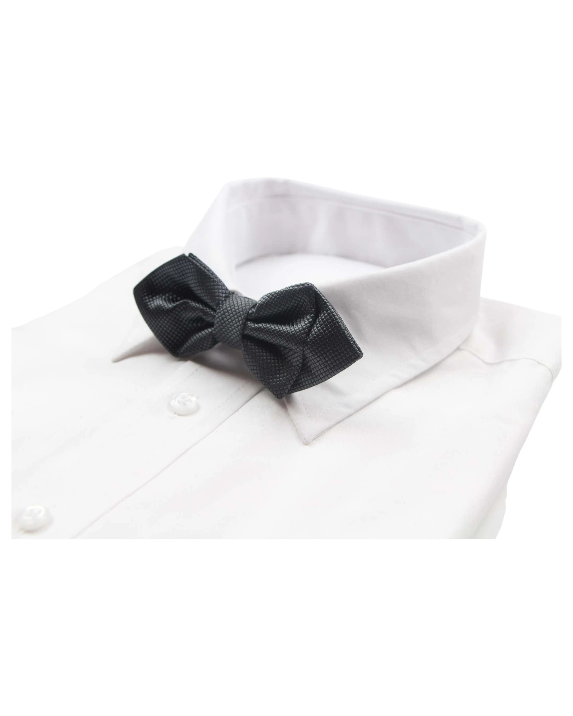 1 Zasel Mens Gunmetal Diamond Shaped Checkered Bow Tie, 1 of 3