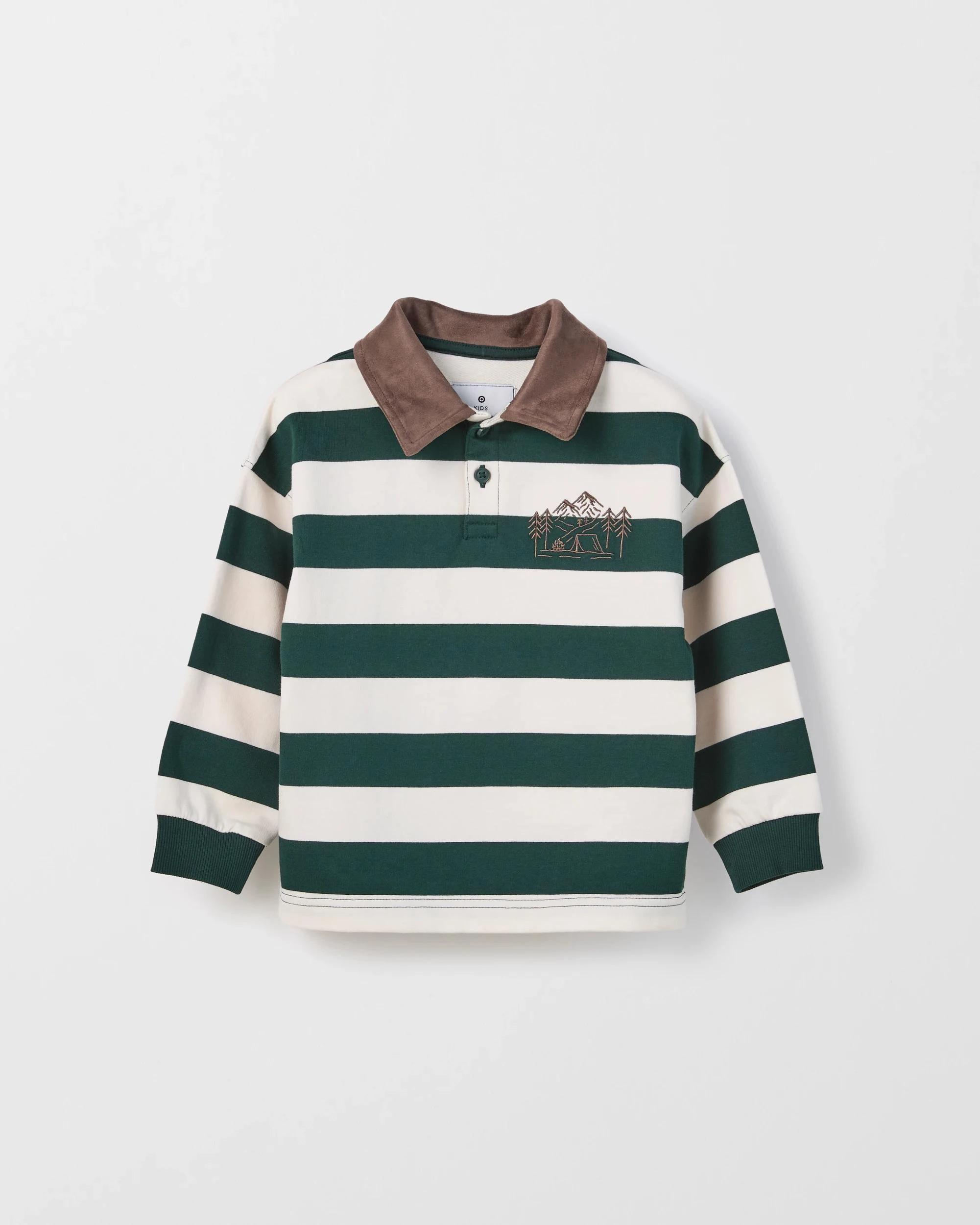 6 Target Kids Australian Cotton Rugby Top GREEN STRIPE, 6 of 8