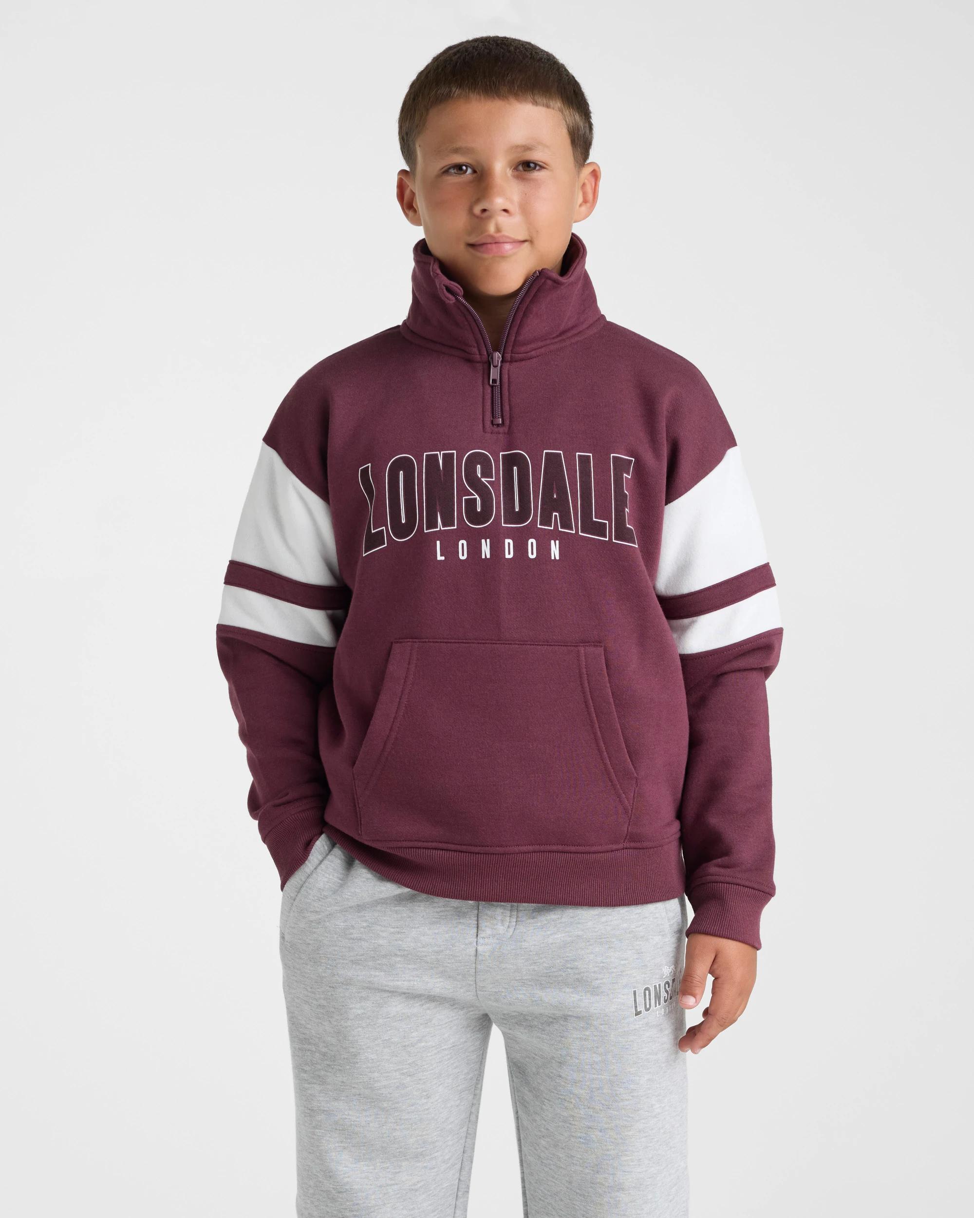1 Lonsdale London Quarter Zip Jumper BERRY, 1 of 5