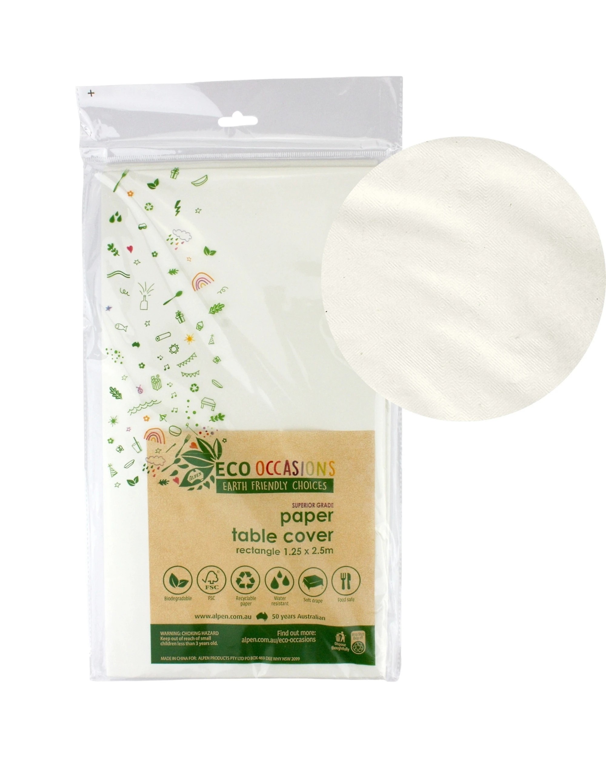 1 Alpen Eco Biodegradable Paper Tablecloth White - White, 1 of 1