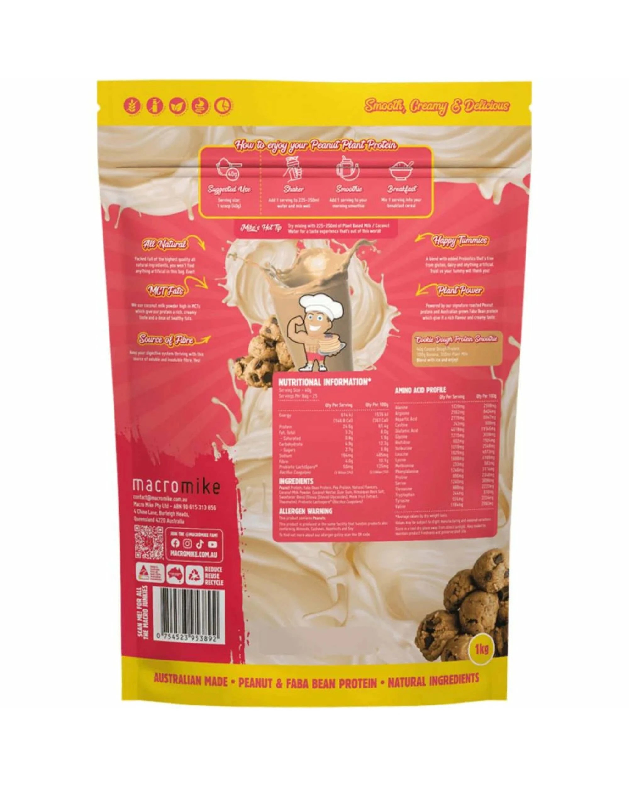 2 Macro Mike Peanut Plant Protein 1kg Cookie Dough, 2 of 5