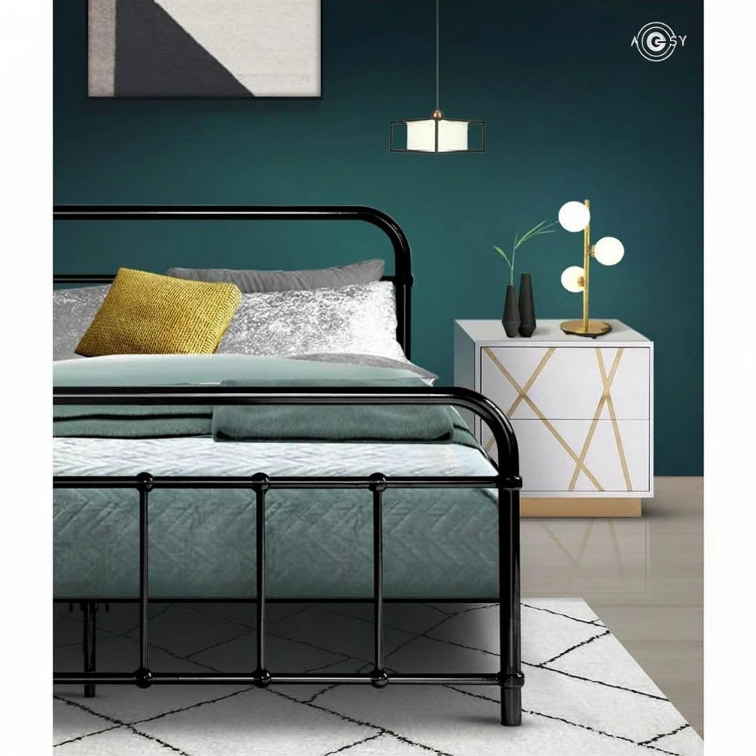 6 Artiss Bed Frame Metal Frames LEO - Double - Black, 6 of 7